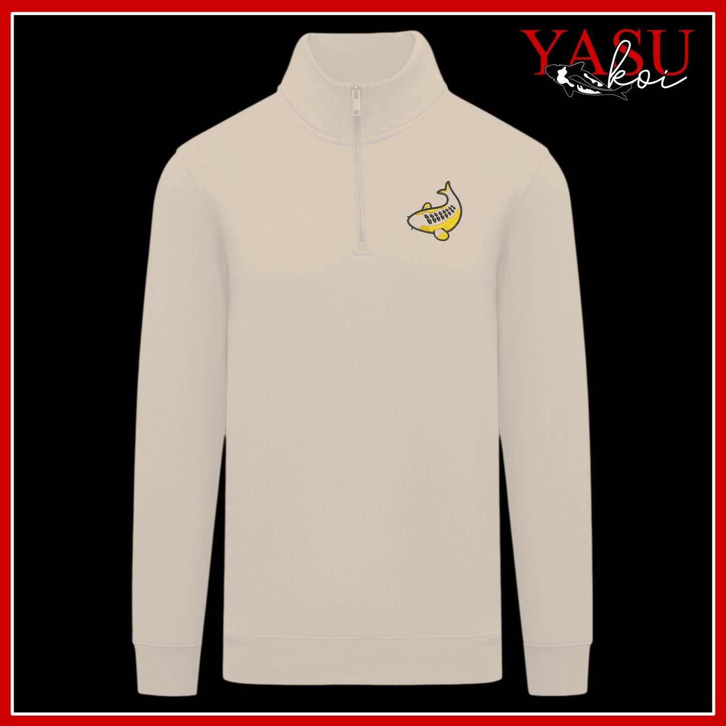 Embroidered Kawaii 1/4 Zip Sweatshirt