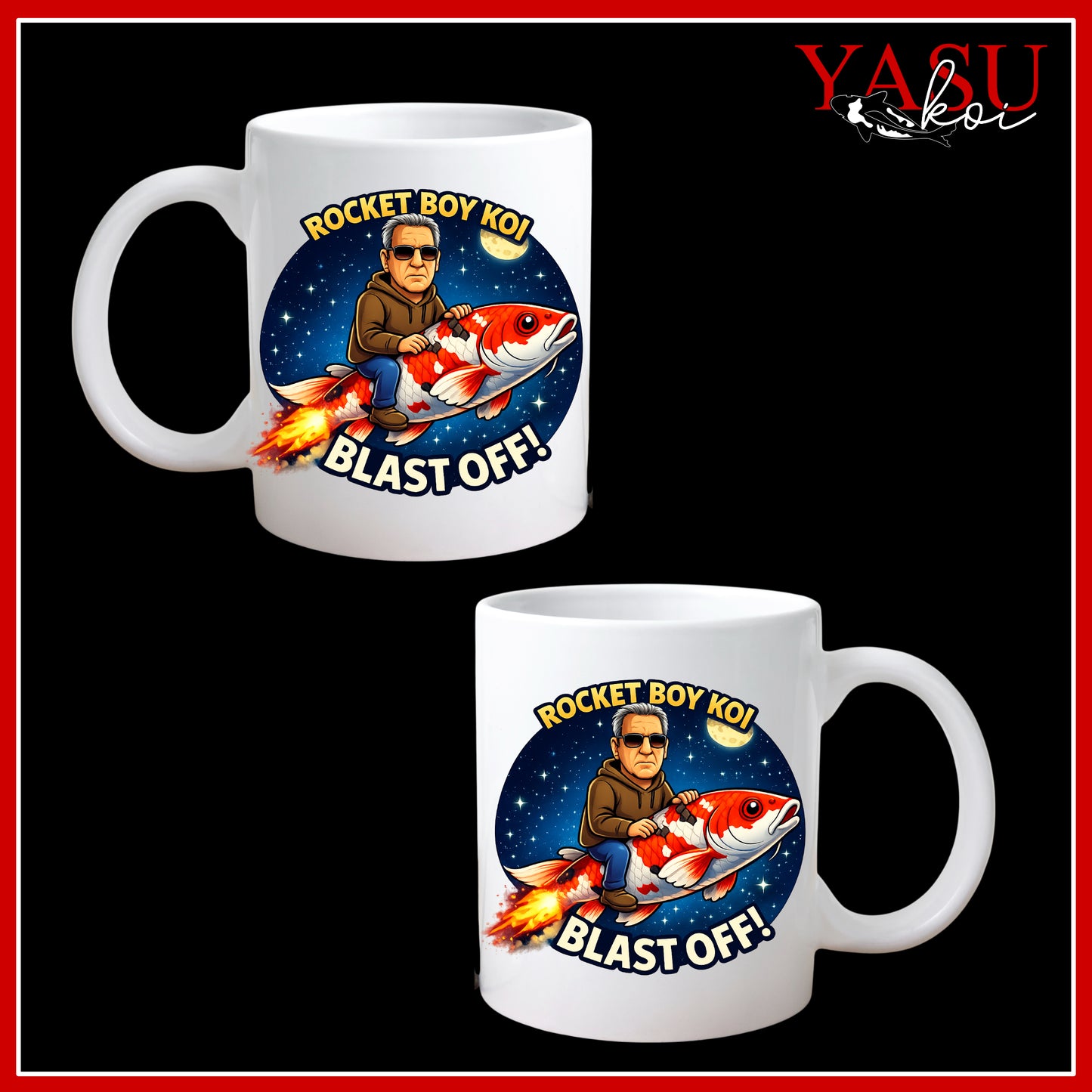 Rocket Boy Koi 11oz White Mug