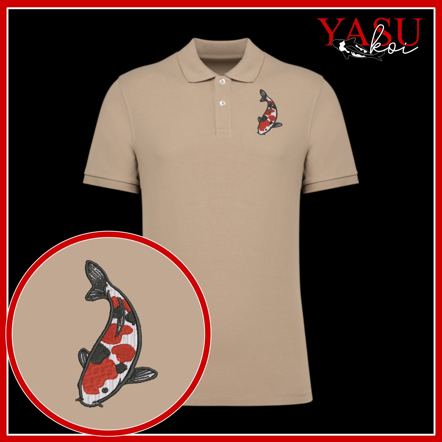 'Koroko' Embroidered Organic Polo Shirt