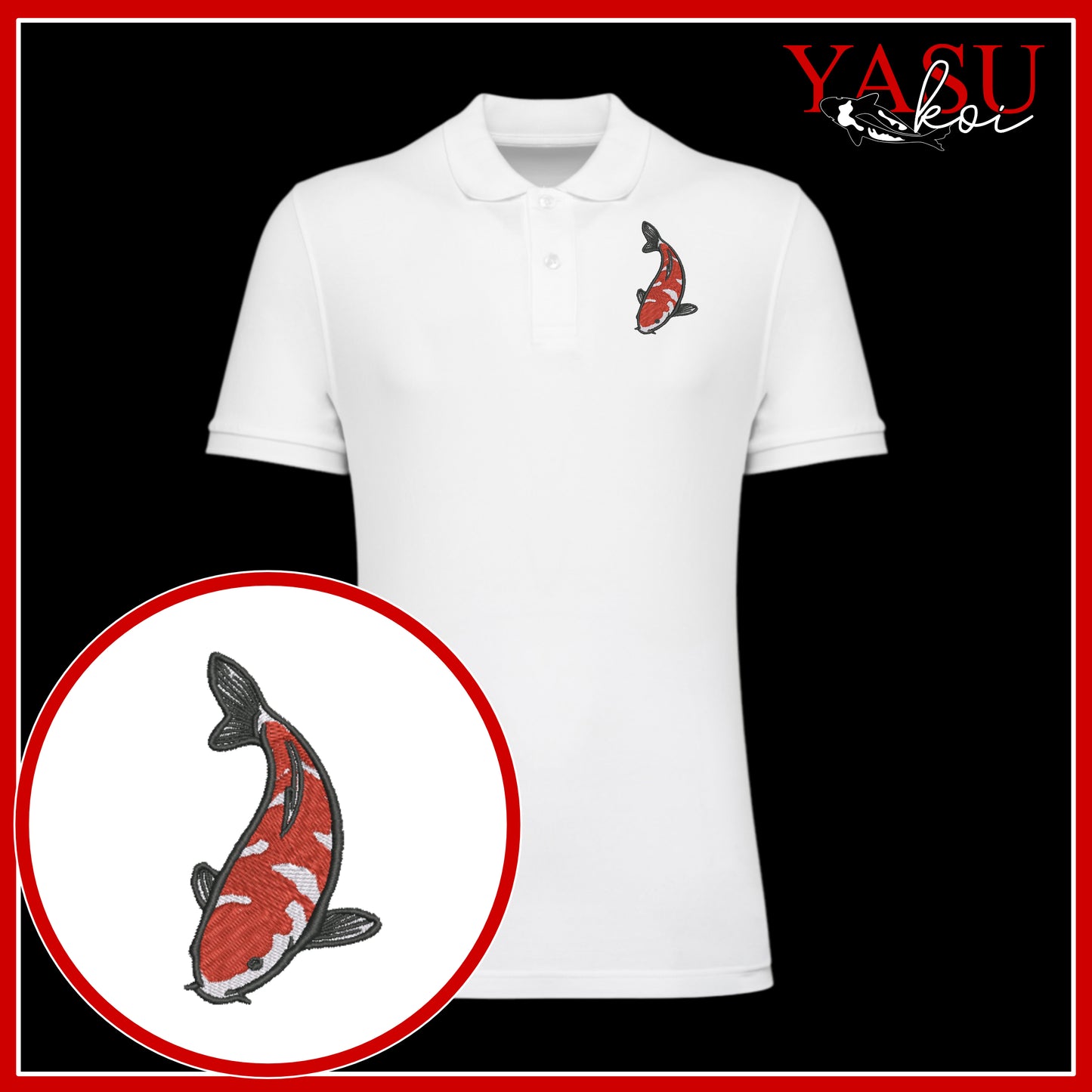 Kohaku 'Koroko' Embroidered Organic Polo Shirt