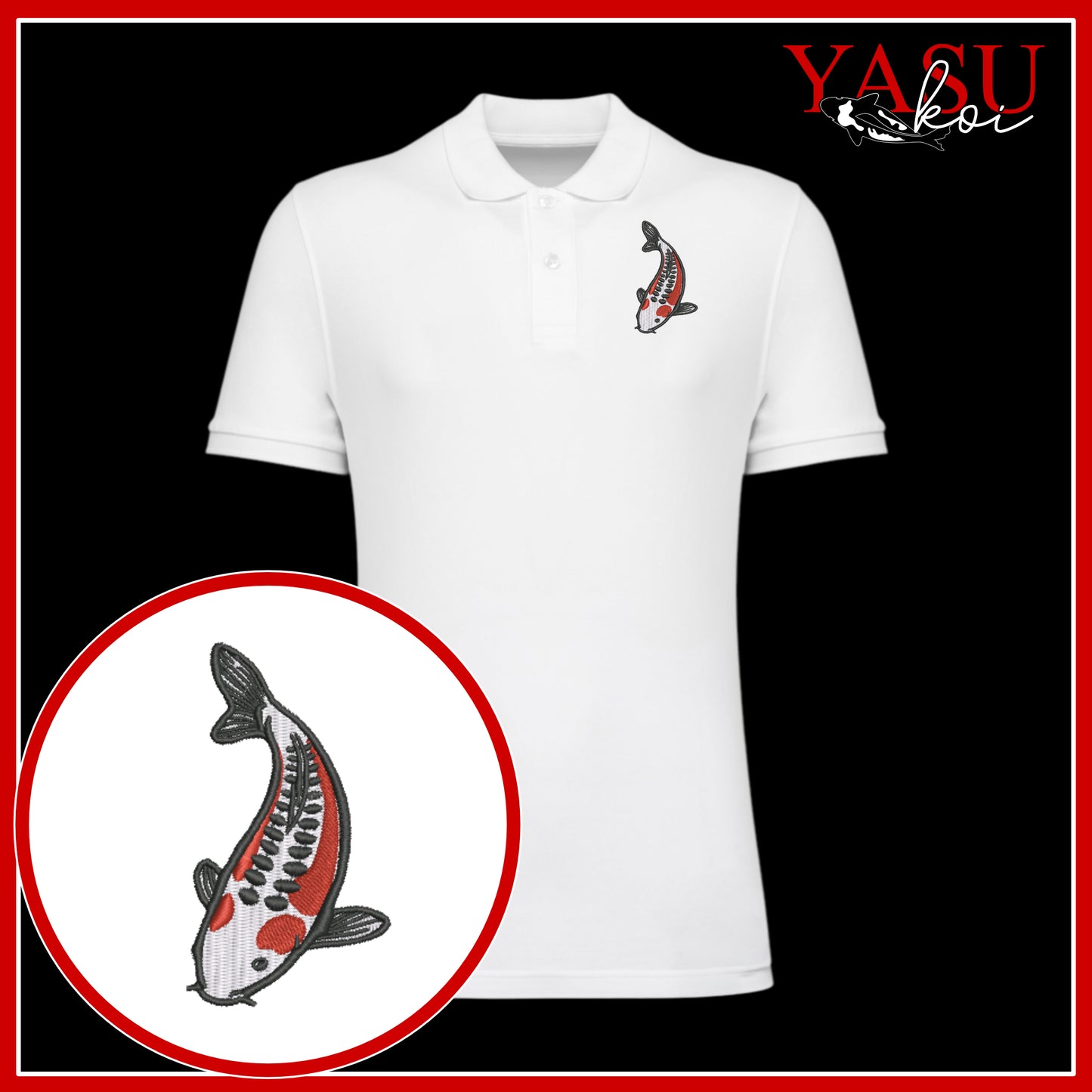 Shusui 'Koroko' Embroidered Organic Polo Shirt