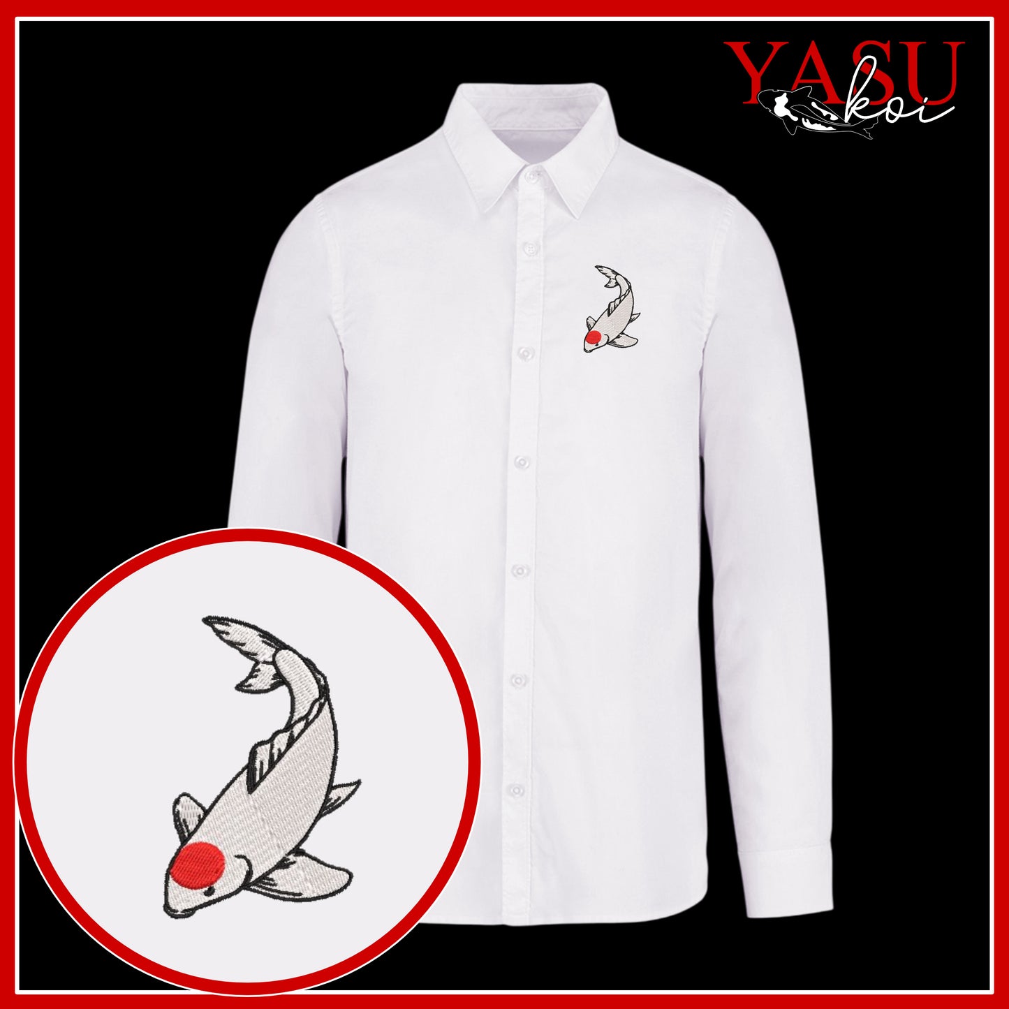 Peaceful Koi Organic Long Sleeve Button Shirt