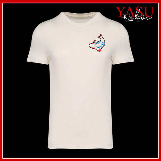 Indulge your love for Koi with our organic combed cotton t-shirt featuring a kawaii style Asagi design.

Available in 5 different colours and various sizes, these tees are perfect for any koi lover or fan of beautiful koi ponds.