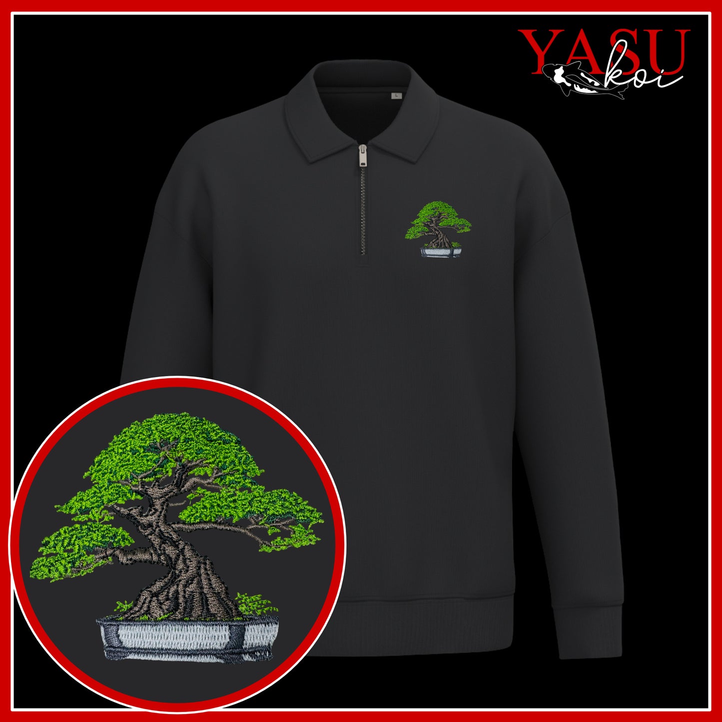 The Quarter Zip Bonsai Collared Organic Sweater