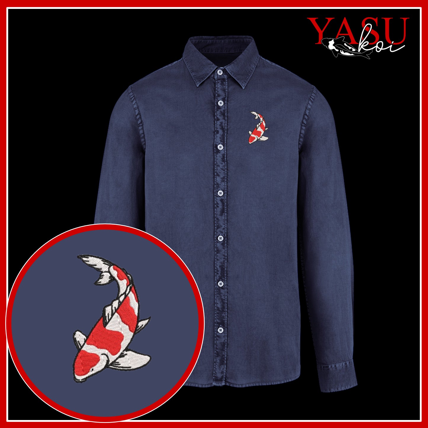 Peaceful Koi Organic Long Sleeve Button Shirt