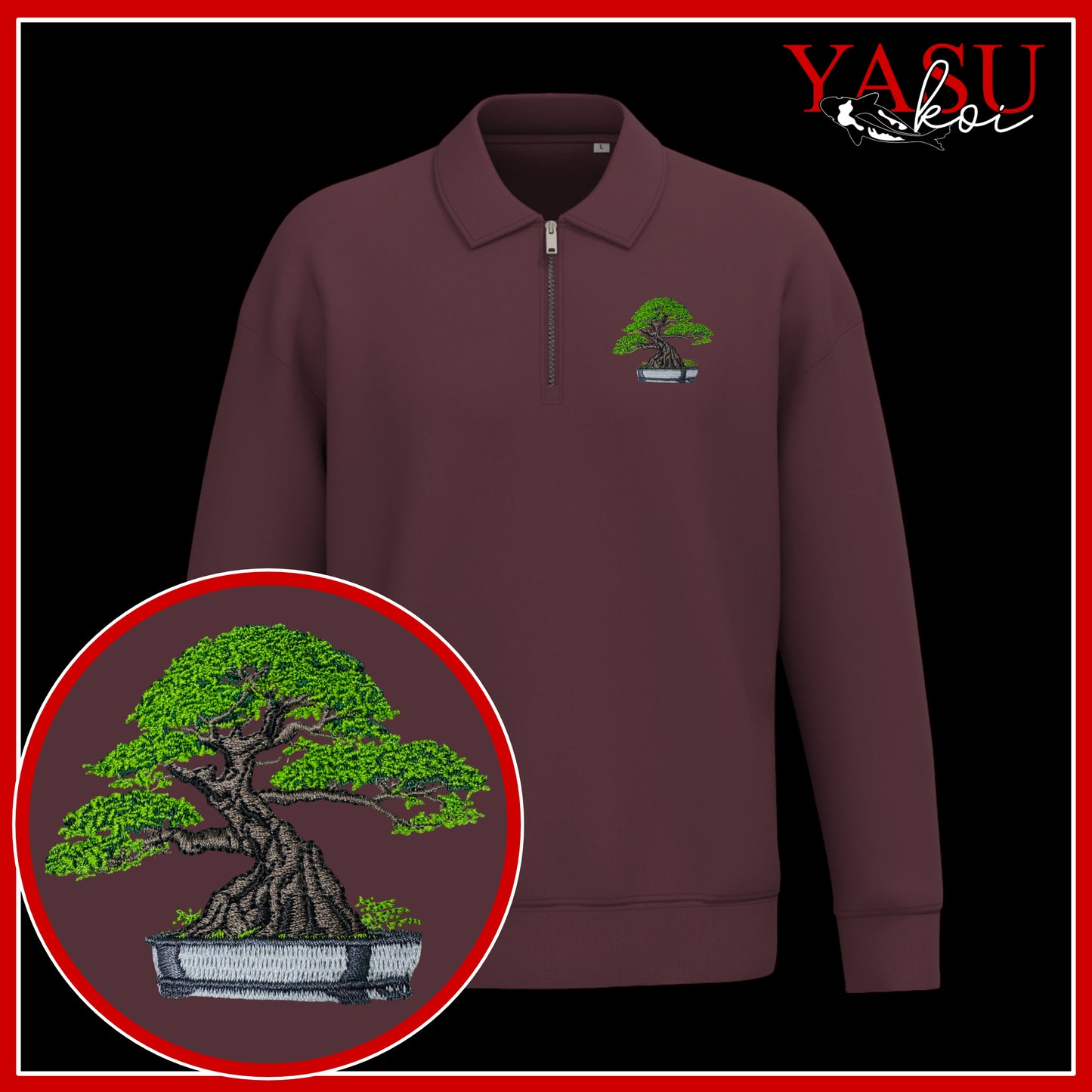 The Quarter Zip Bonsai Collared Organic Sweater