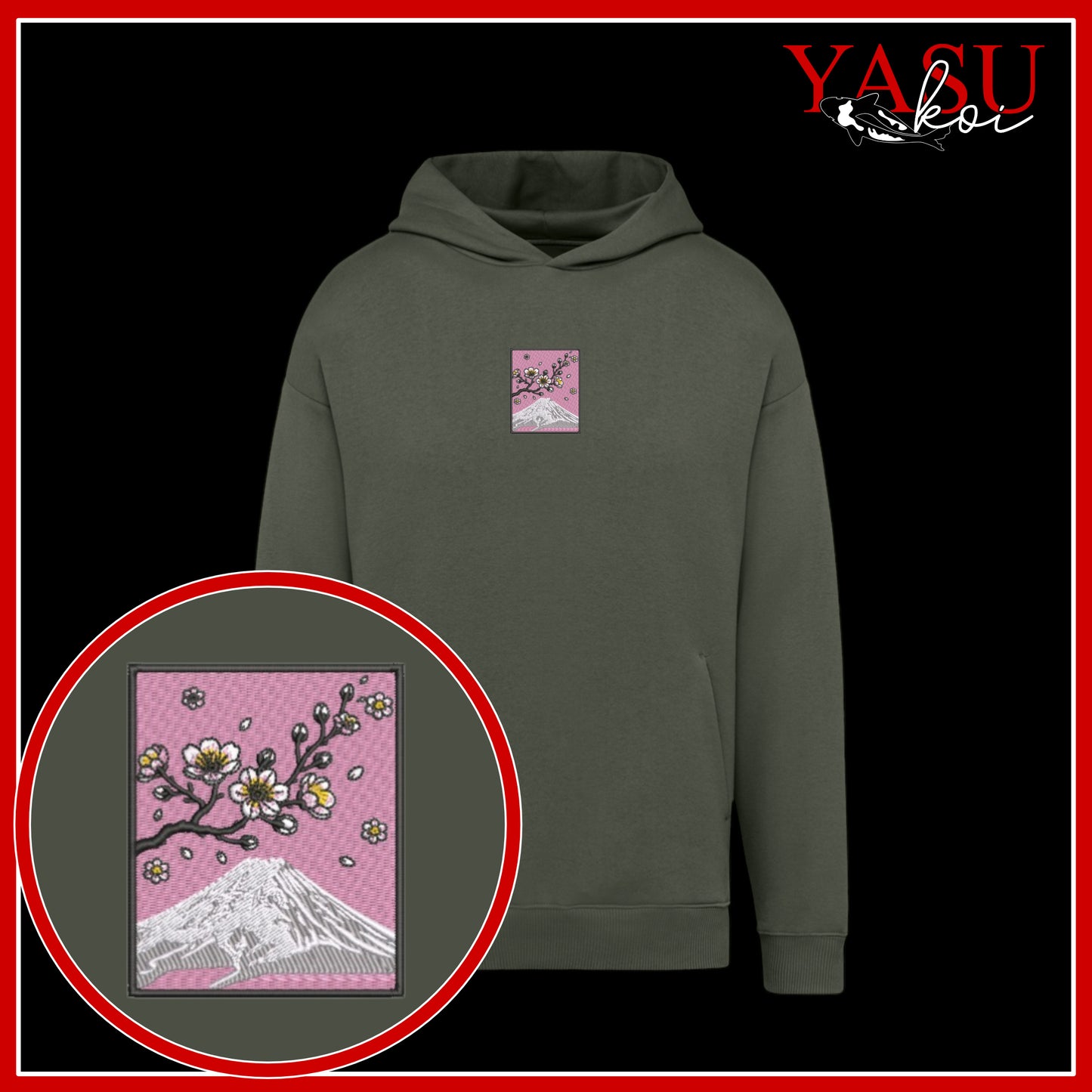 Mount Fuji's Cherry Blossom Oversized Organic Hoodie