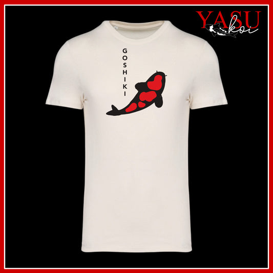 Look stylish and eco-friendly in this unisex organic cotton t-shirt!

Featuring a stunning printed Goshiki Koi design prominently on the front, with the koi name spelled downwards for a unique touch.

Take your love for Koi out with you.