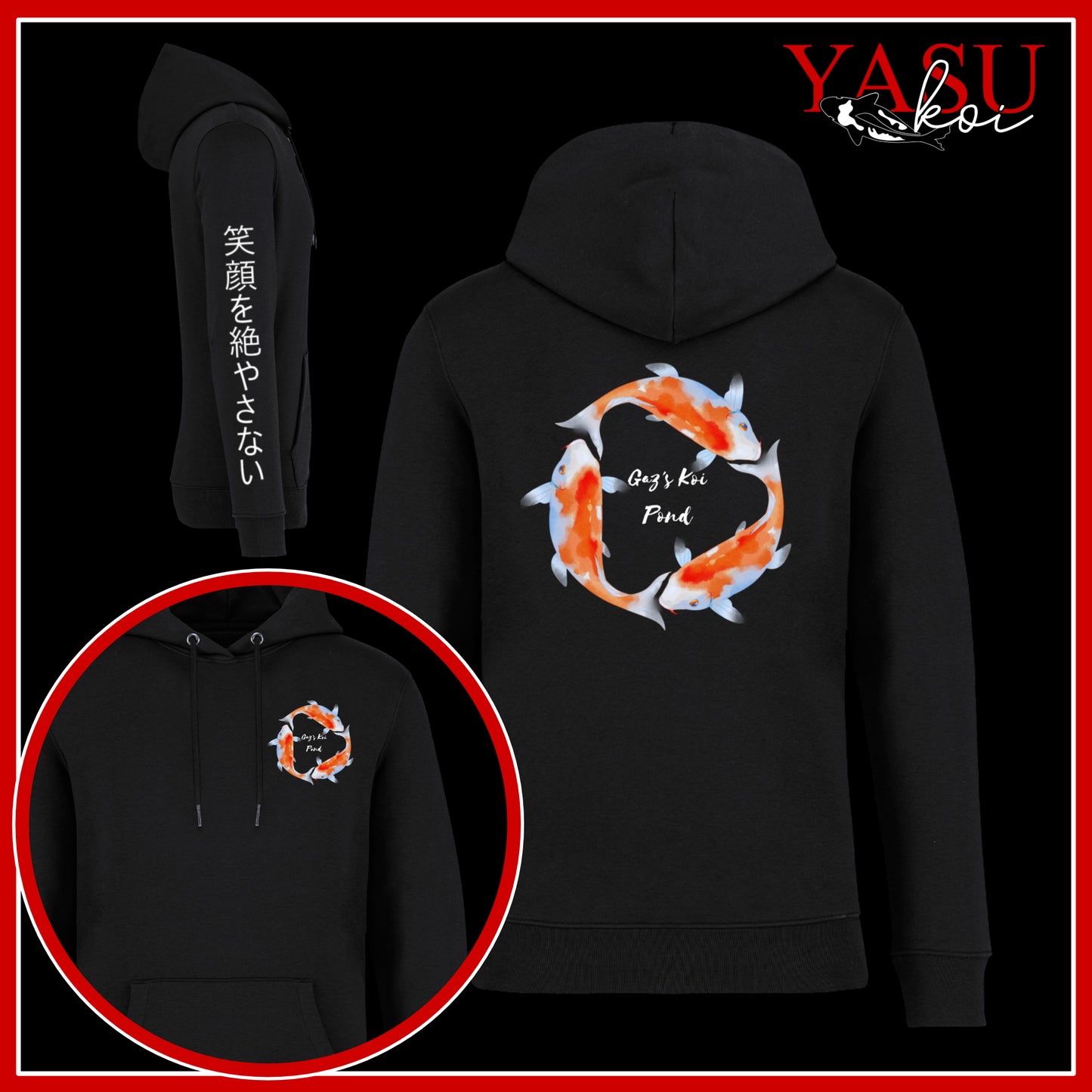 Keep Smiling With Gaz Black Organic Hoodie