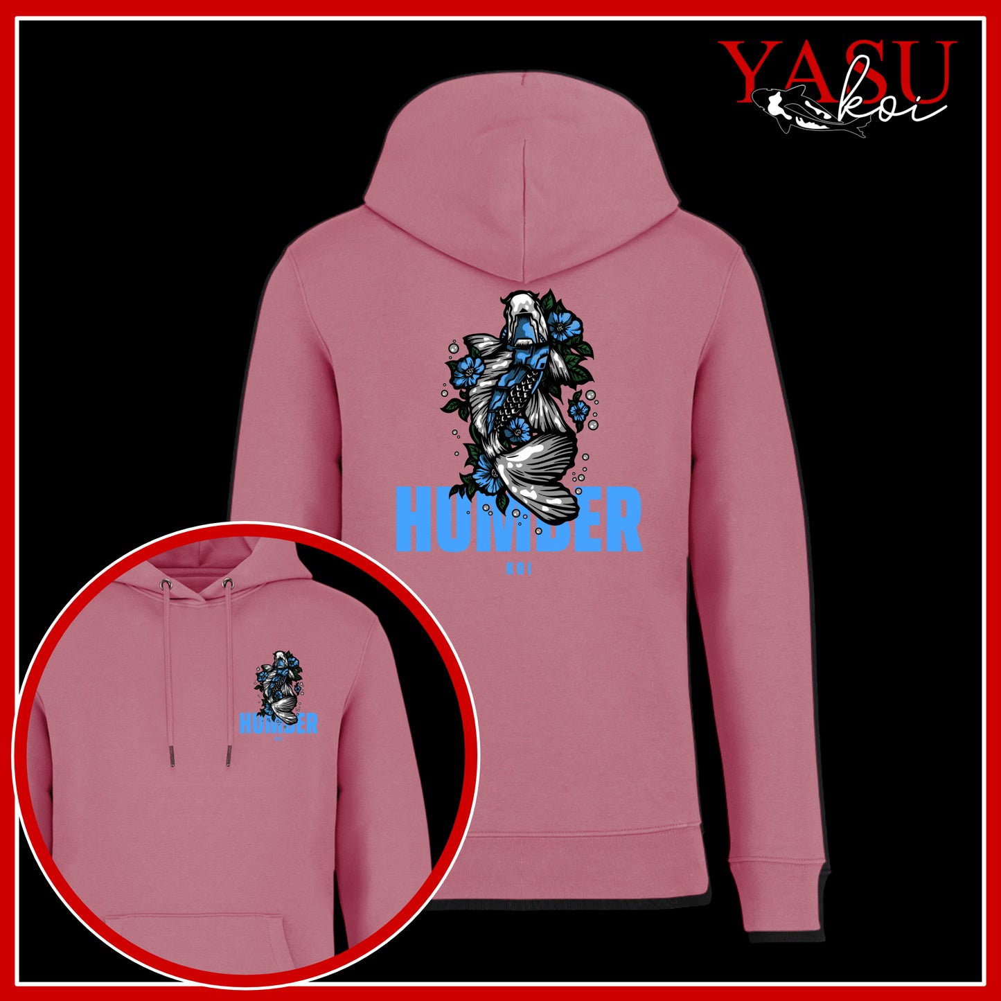 Humber Koi Organic Antique Rose Hoodie