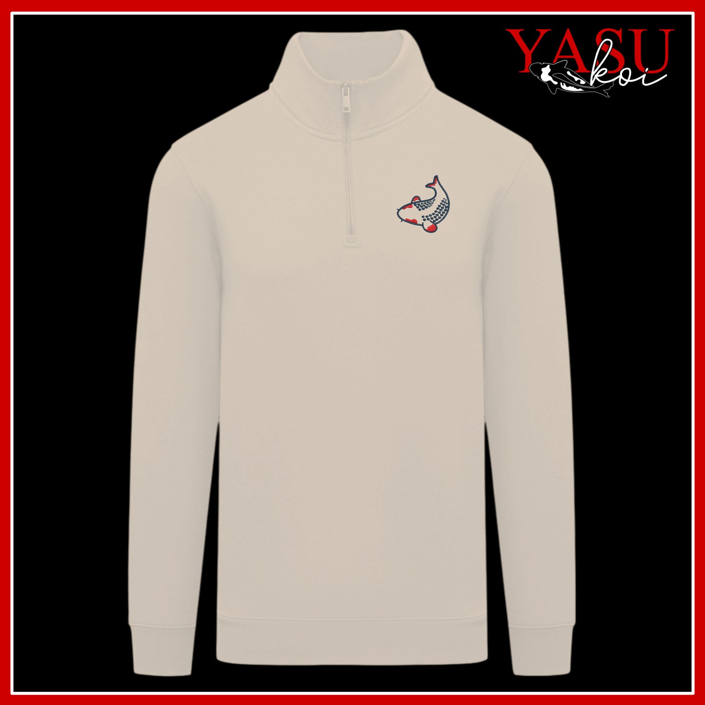 Embroidered Kawaii 1/4 Zip Sweatshirt