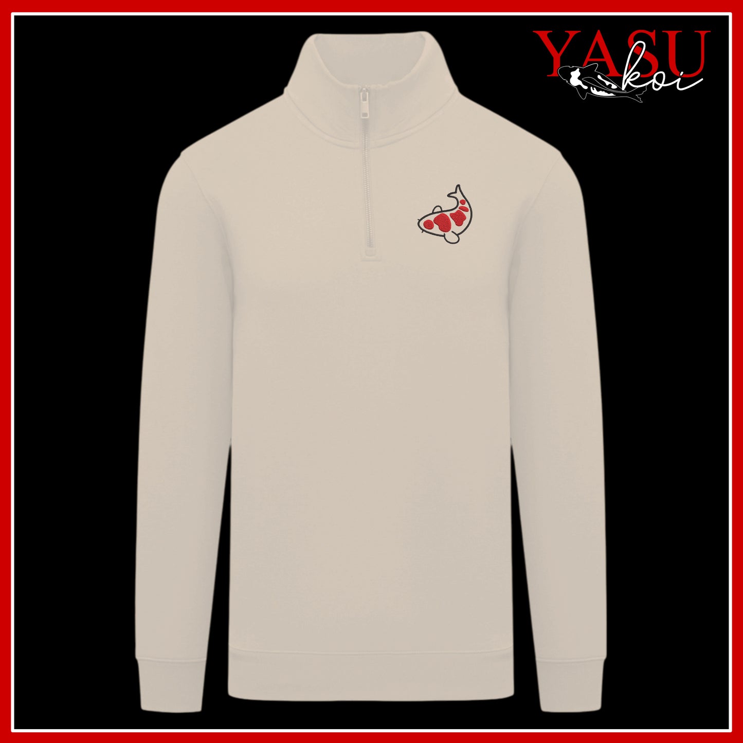 Embroidered Kawaii 1/4 Zip Sweatshirt