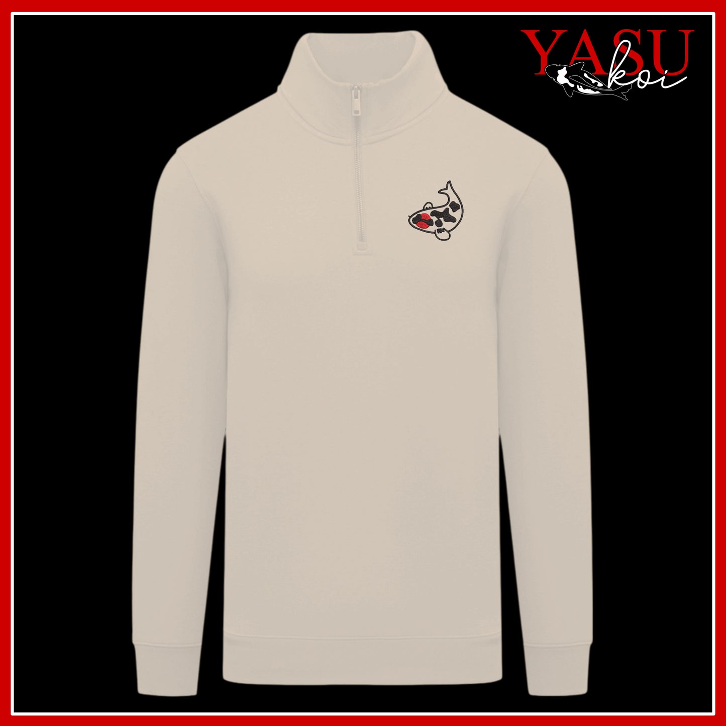 Embroidered Kawaii 1/4 Zip Sweatshirt