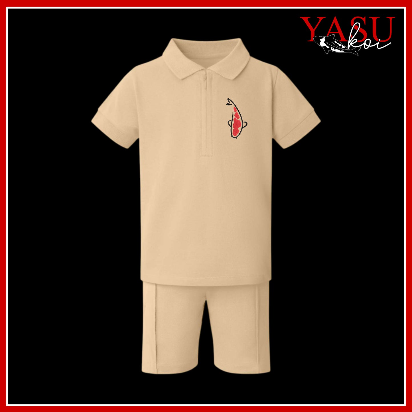 Children's Zip Neck Polo & Shorts Set