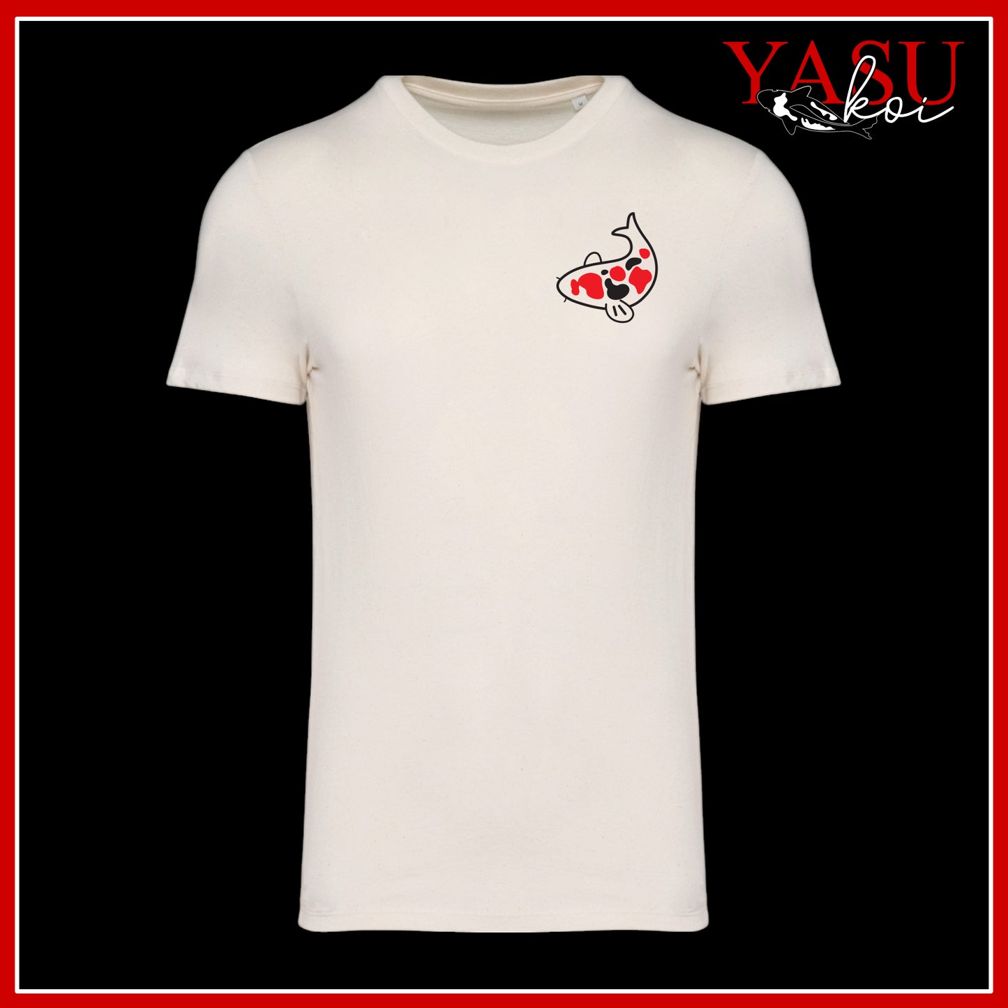 Embrace your love for Koi with this unique organic combed cotton t-shirt featuring a kawaii style print of Kohaku.

Available in 5 different colours, this tee comes in various sizes to suit every koi lover. Perfect for those who adore koi ponds and want to showcase their passion in style.