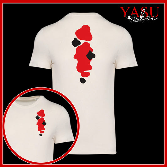 Update your style with our organic combed cotton t-shirt featuring a stunning print inspired by the colours of a Sanke koi fish.

Available in a variety of sizes and colours, this unique tee is a must-have for any fashion and koi enthusiast.

Please refer to the size chart before placing your order.