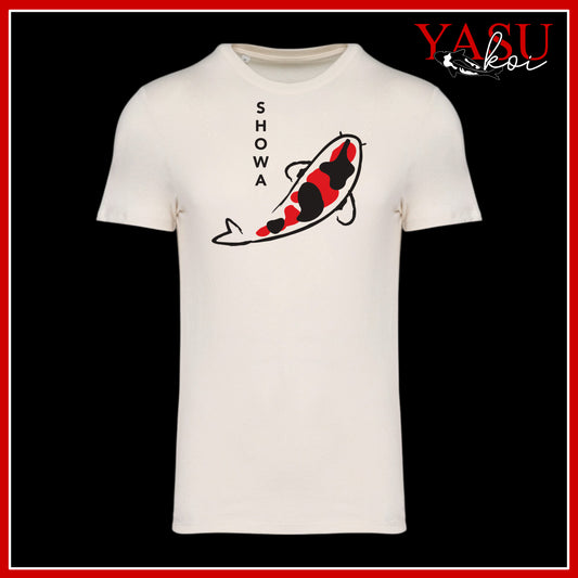 Upgrade your wardrobe with this unisex organic cotton t-shirt showcasing a bold printed Showa koi design on the front.

The intricate koi is outlined in striking black, with its name elegantly spelled down the side. Stand out from the crowd with this unique and eye-catching piece!