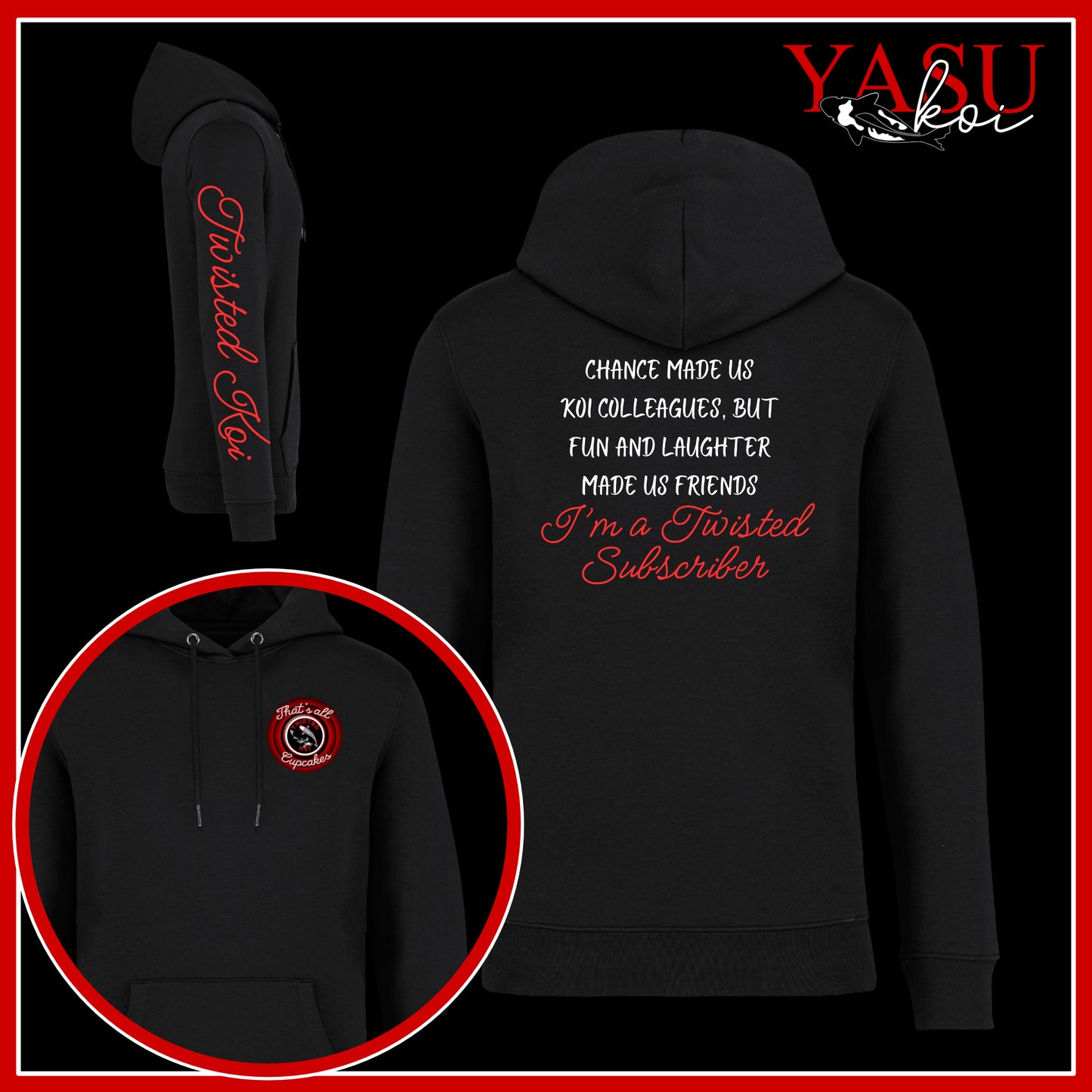 Twisted Koi Black Organic Cotton Hoodie