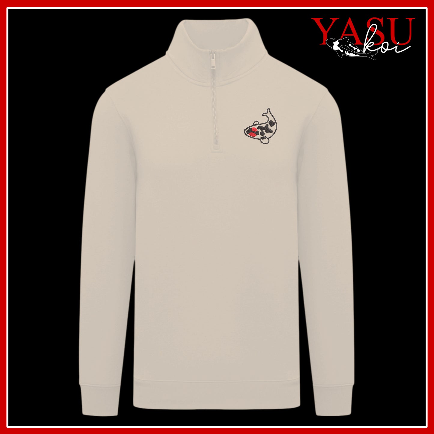 Embroidered Kawaii 1/4 Zip Sweatshirt
