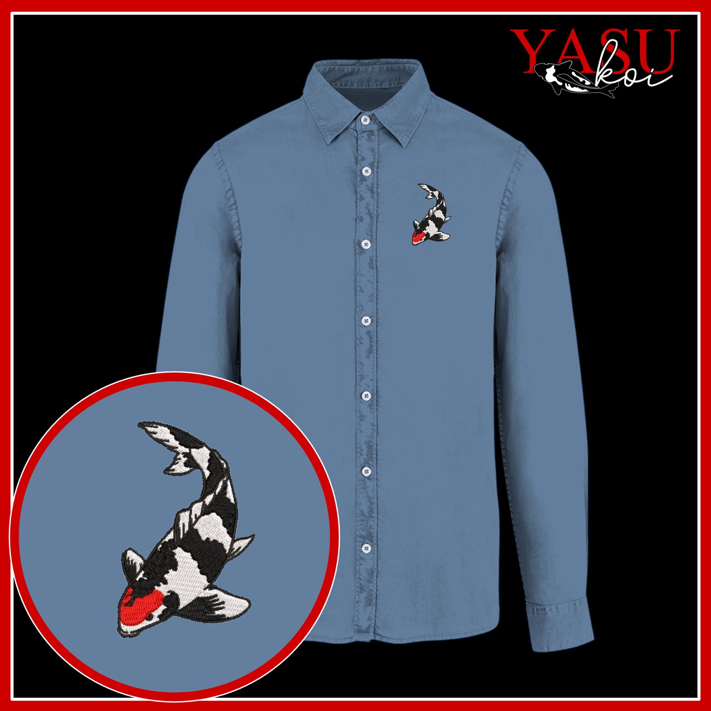 Peaceful Koi Organic Long Sleeve Button Shirt