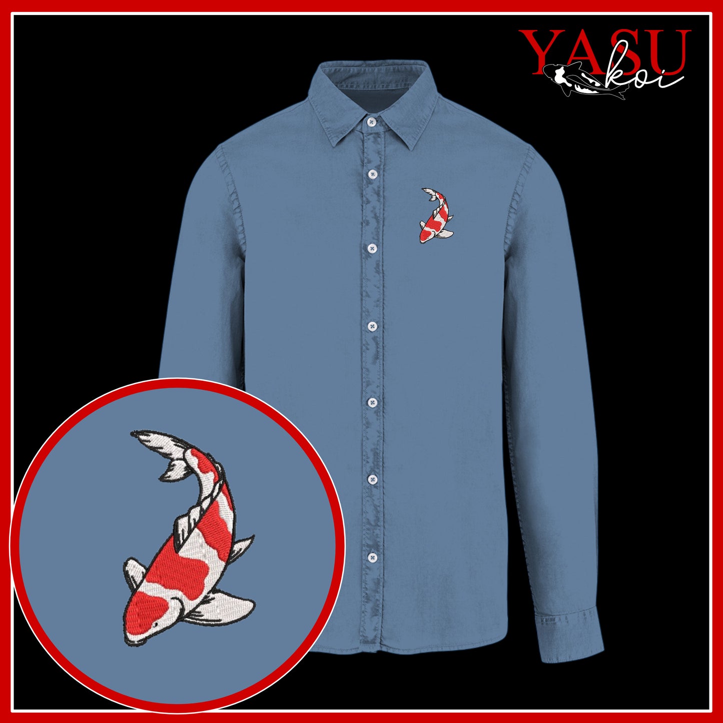 Peaceful Koi Organic Long Sleeve Button Shirt