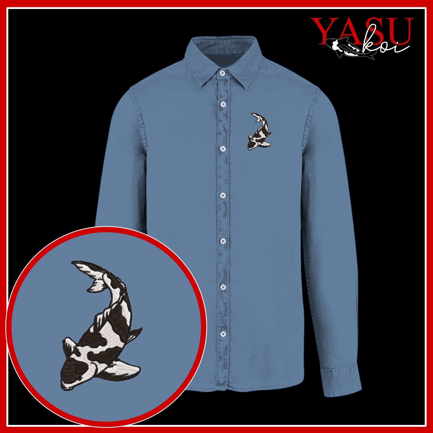 Peaceful Koi Organic Long Sleeve Button Shirt
