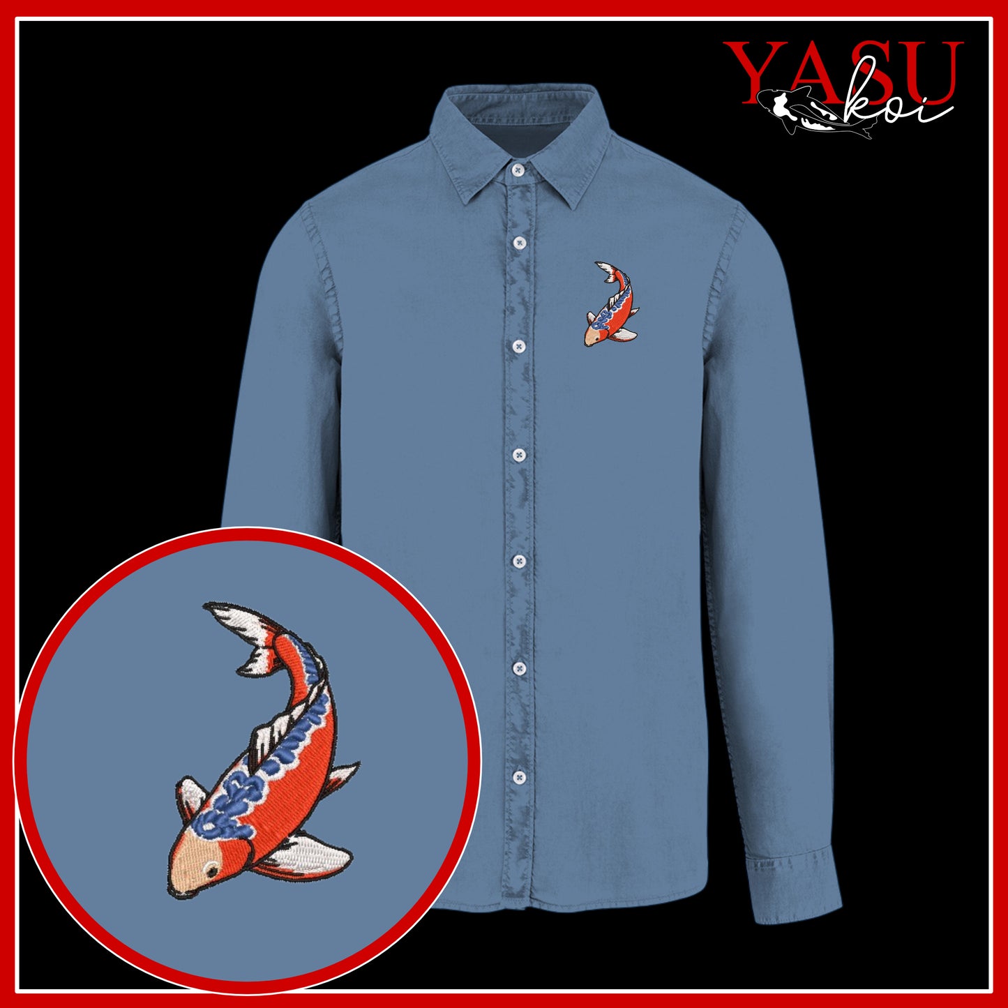 Peaceful Koi Organic Long Sleeve Button Shirt