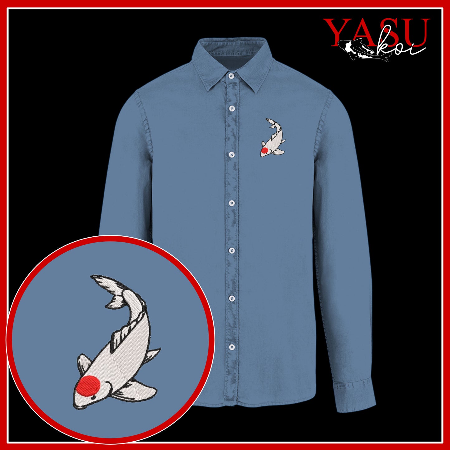 Peaceful Koi Organic Long Sleeve Button Shirt