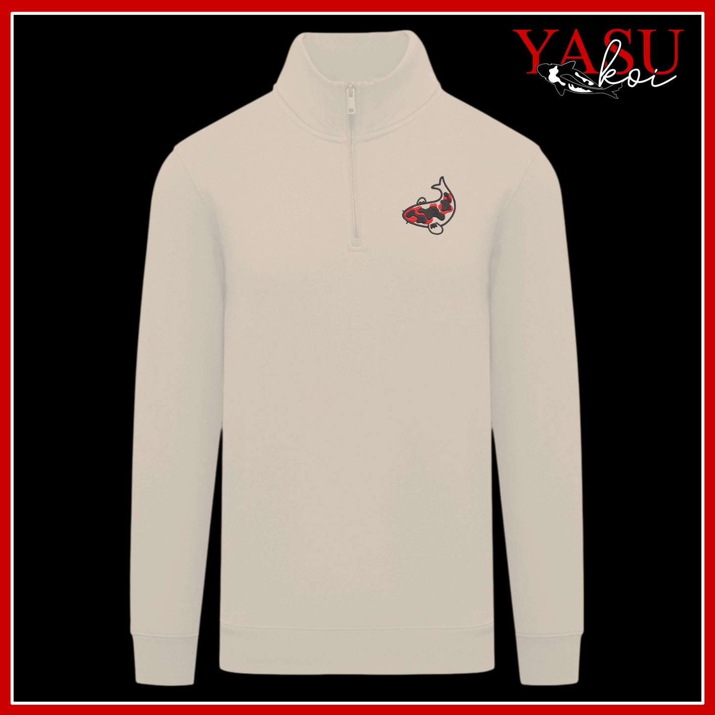 Embroidered Kawaii 1/4 Zip Sweatshirt