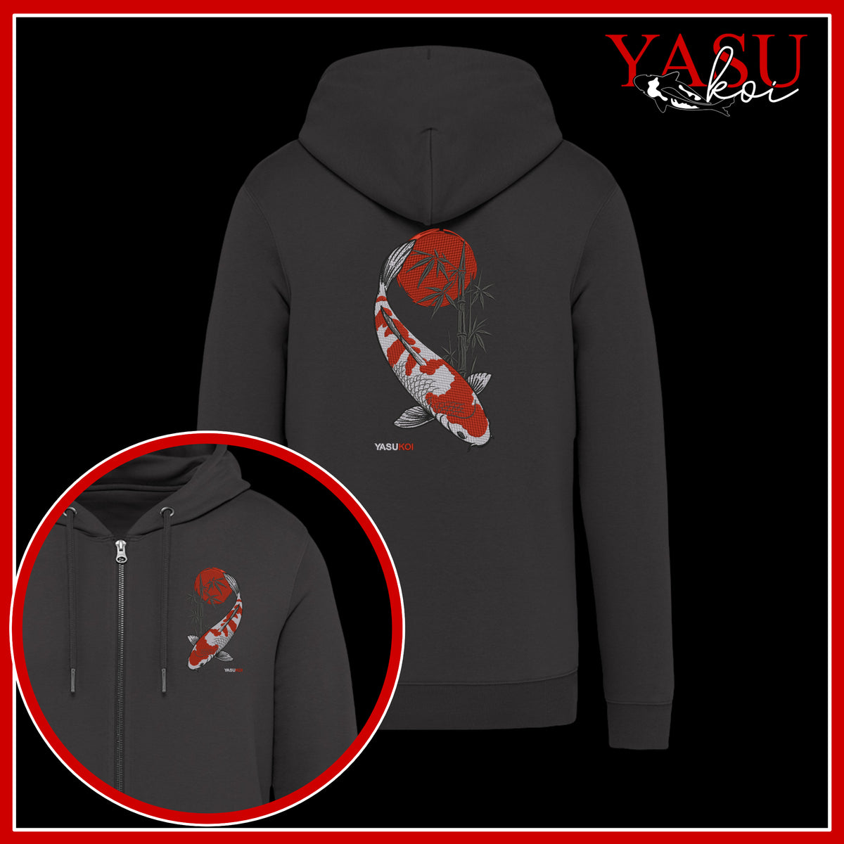 Kohaku Spirit Zip Up Organic Cotton Hoodie