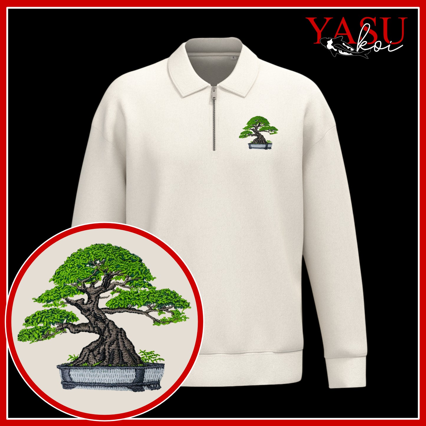 The Quarter Zip Bonsai Collared Organic Sweater