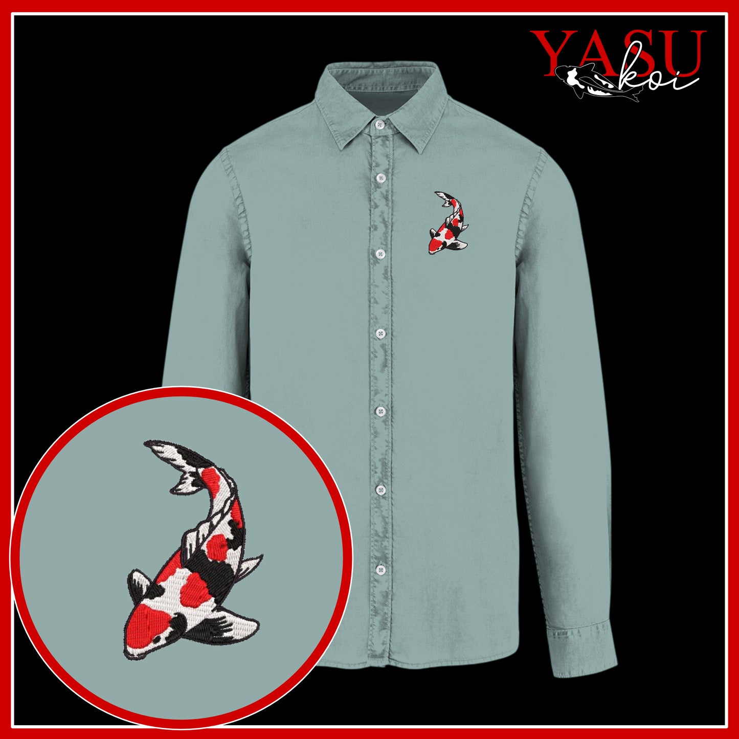 Peaceful Koi Organic Long Sleeve Button Shirt