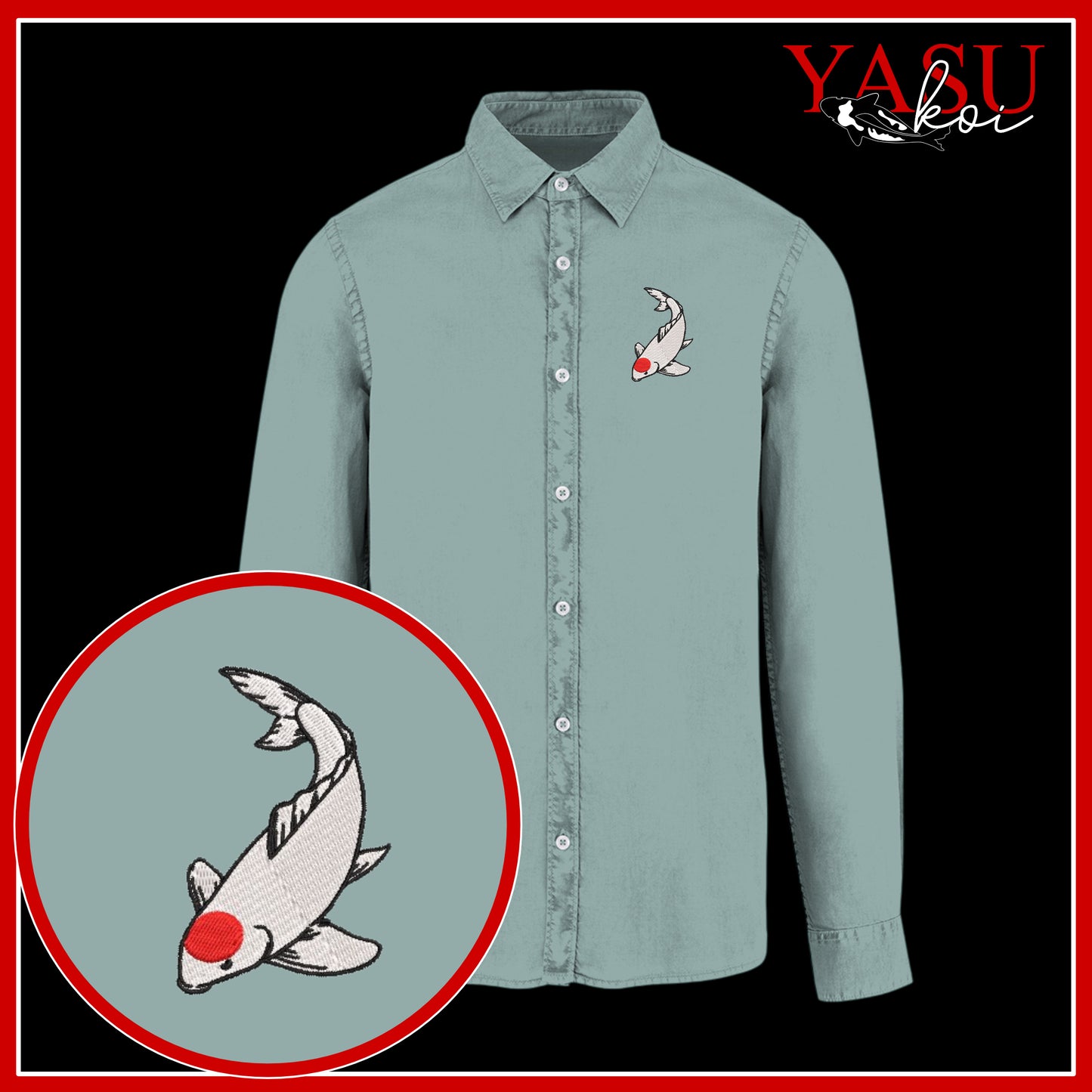 Peaceful Koi Organic Long Sleeve Button Shirt