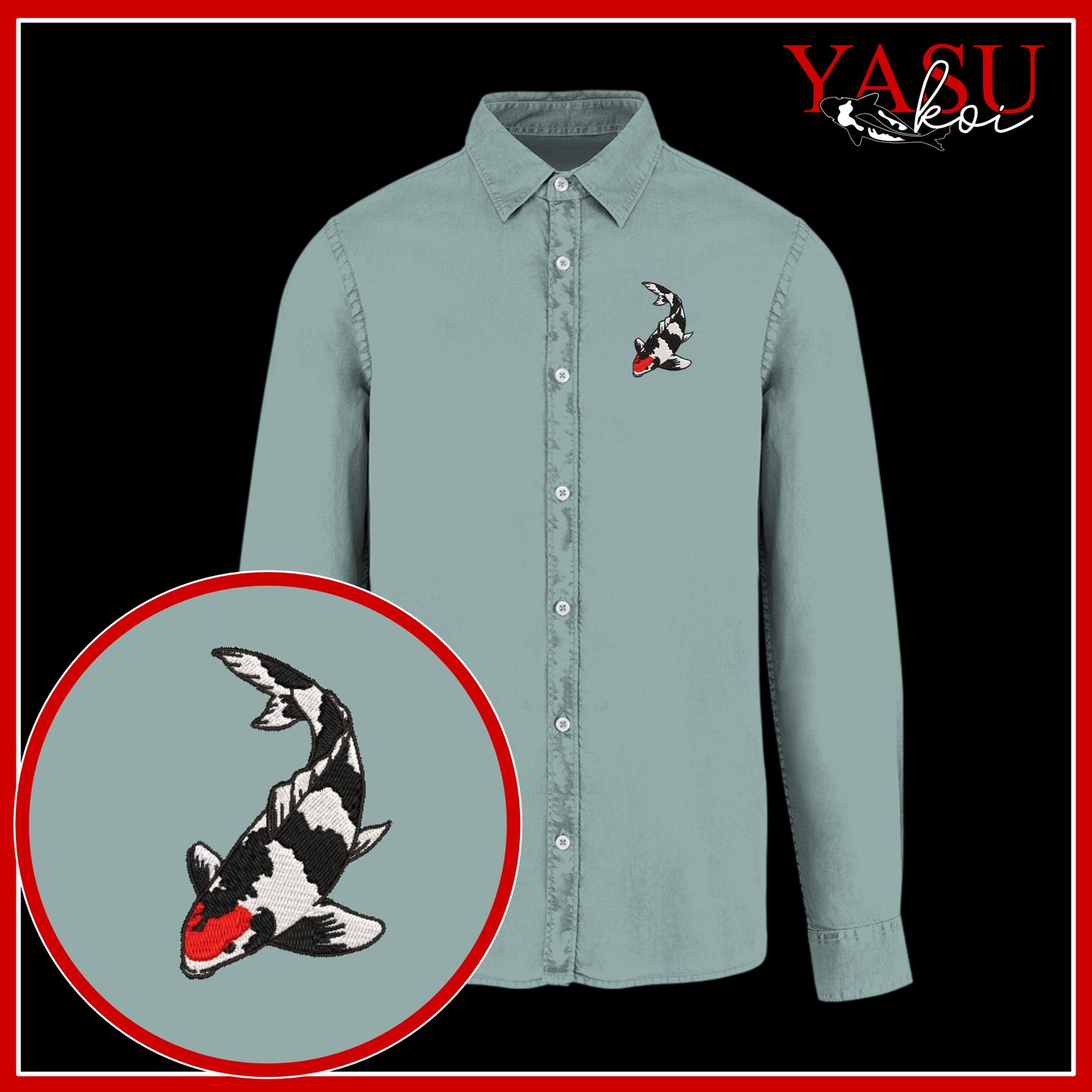 Peaceful Koi Organic Long Sleeve Button Shirt