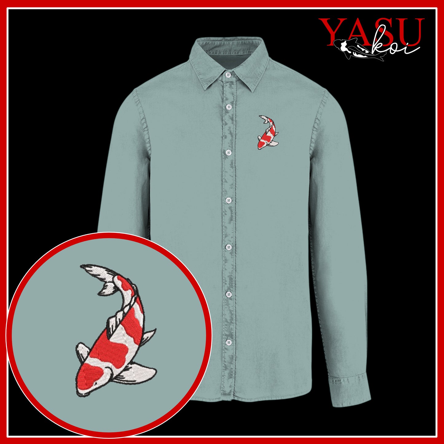 Peaceful Koi Organic Long Sleeve Button Shirt