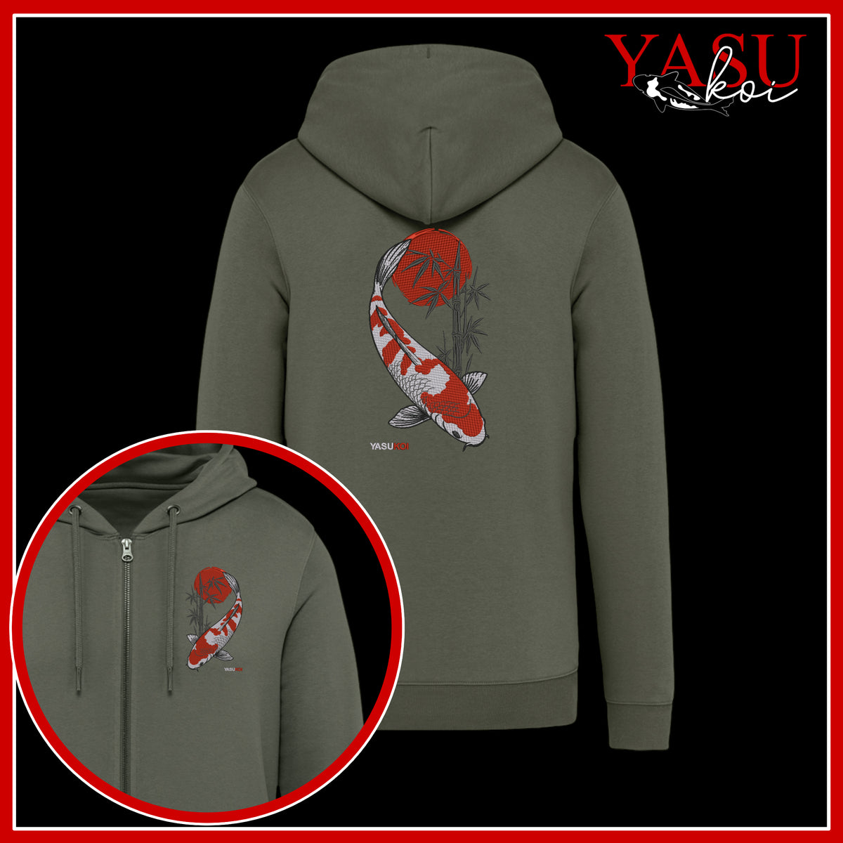 Kohaku Spirit Zip Up Organic Cotton Hoodie
