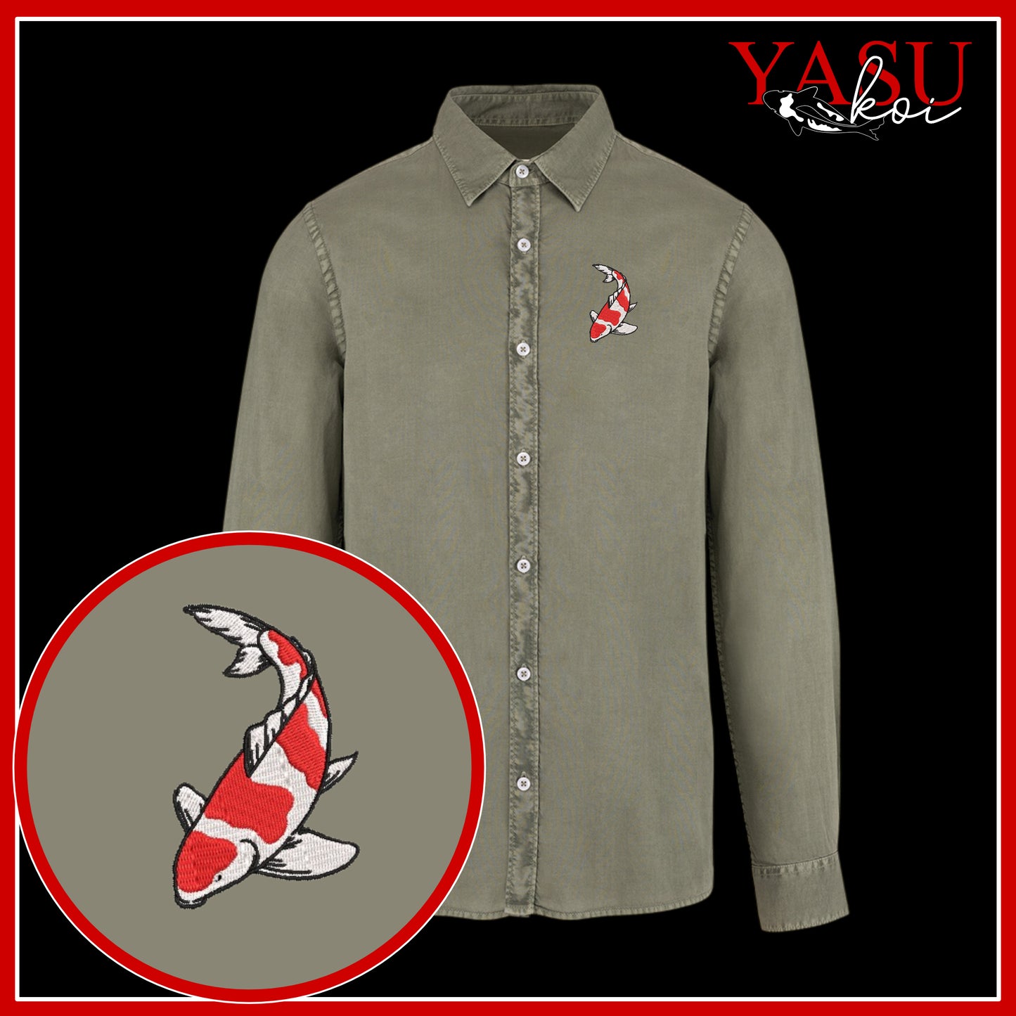 Peaceful Koi Organic Long Sleeve Button Shirt