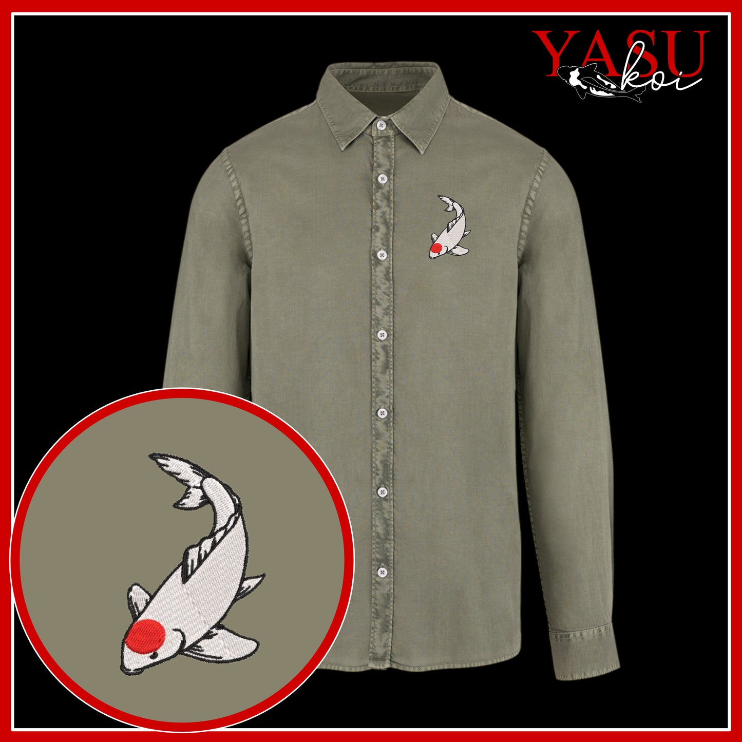 Peaceful Koi Organic Long Sleeve Button Shirt