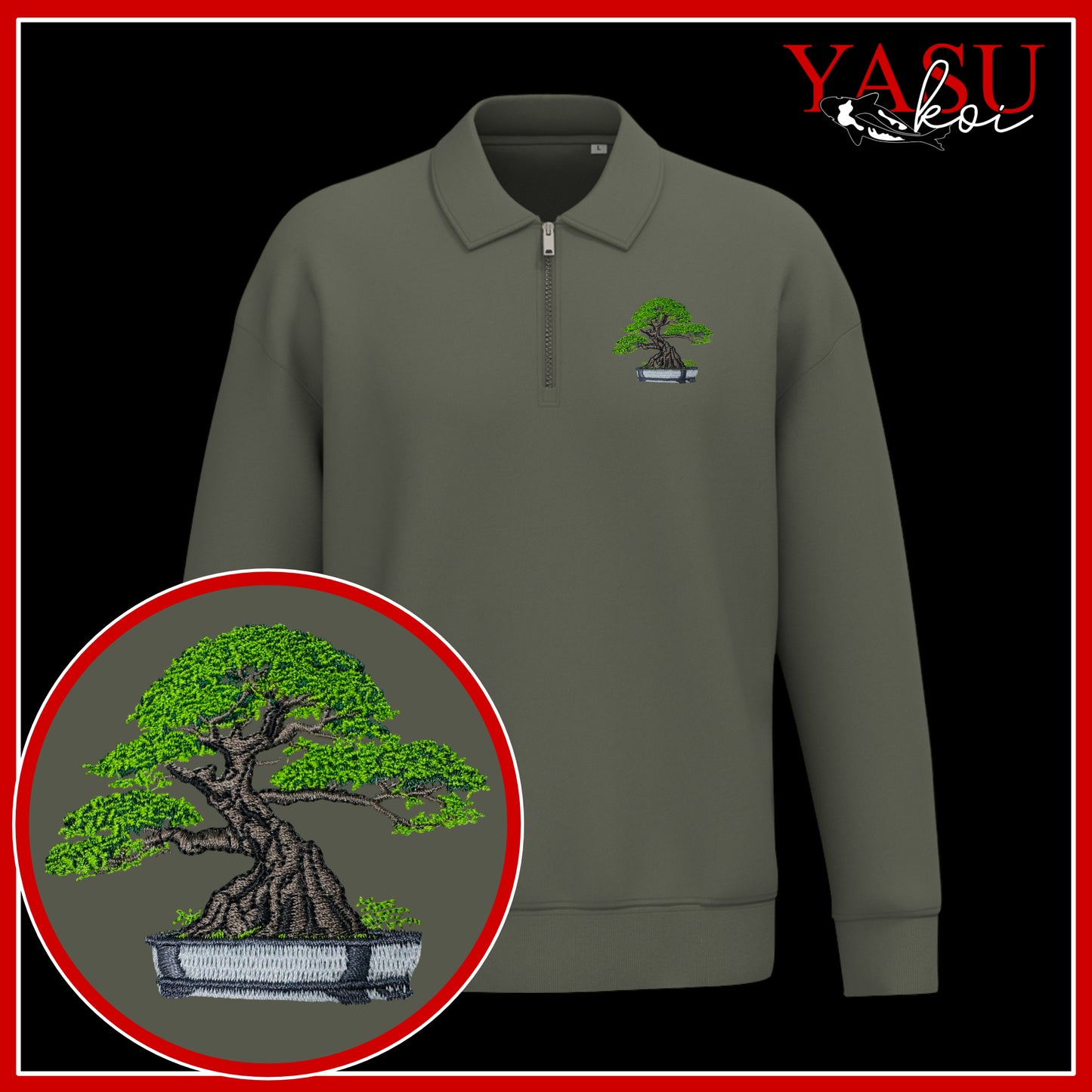 The Quarter Zip Bonsai Collared Organic Sweater