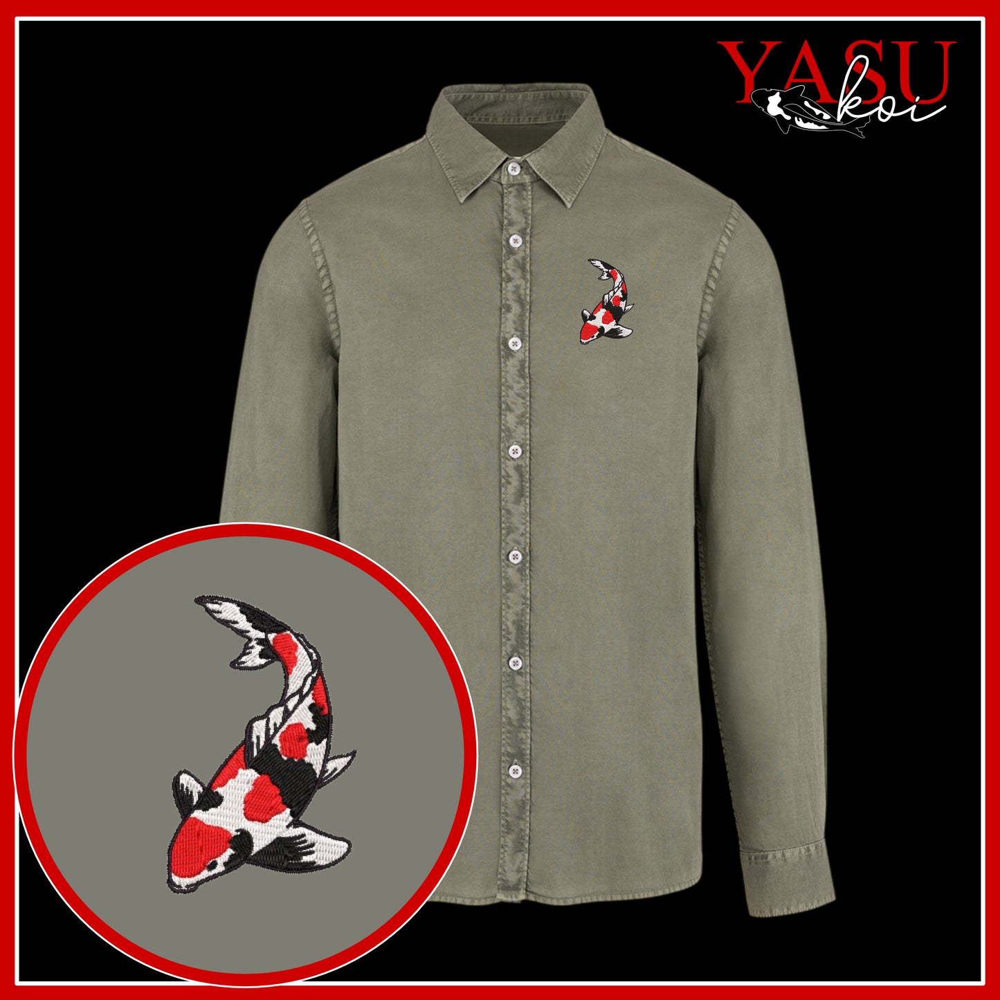 Peaceful Koi Organic Long Sleeve Button Shirt