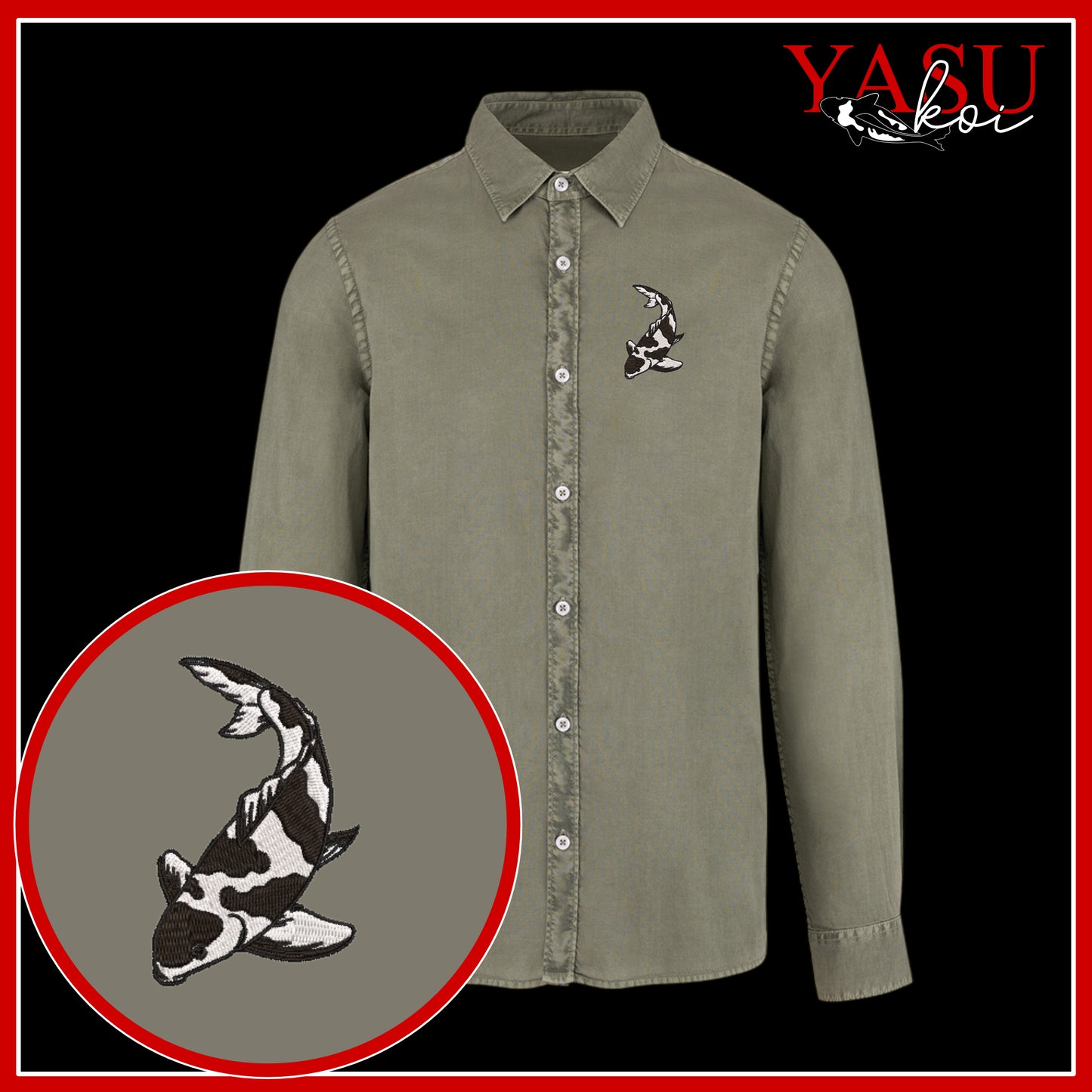 Peaceful Koi Organic Long Sleeve Button Shirt