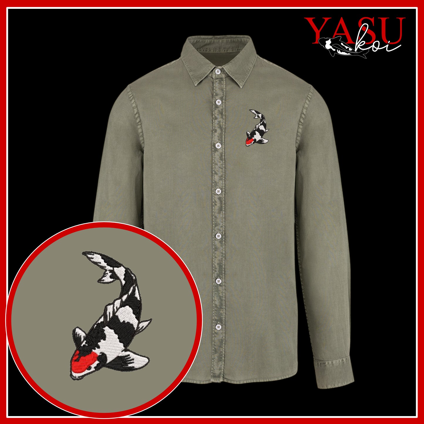 Peaceful Koi Organic Long Sleeve Button Shirt