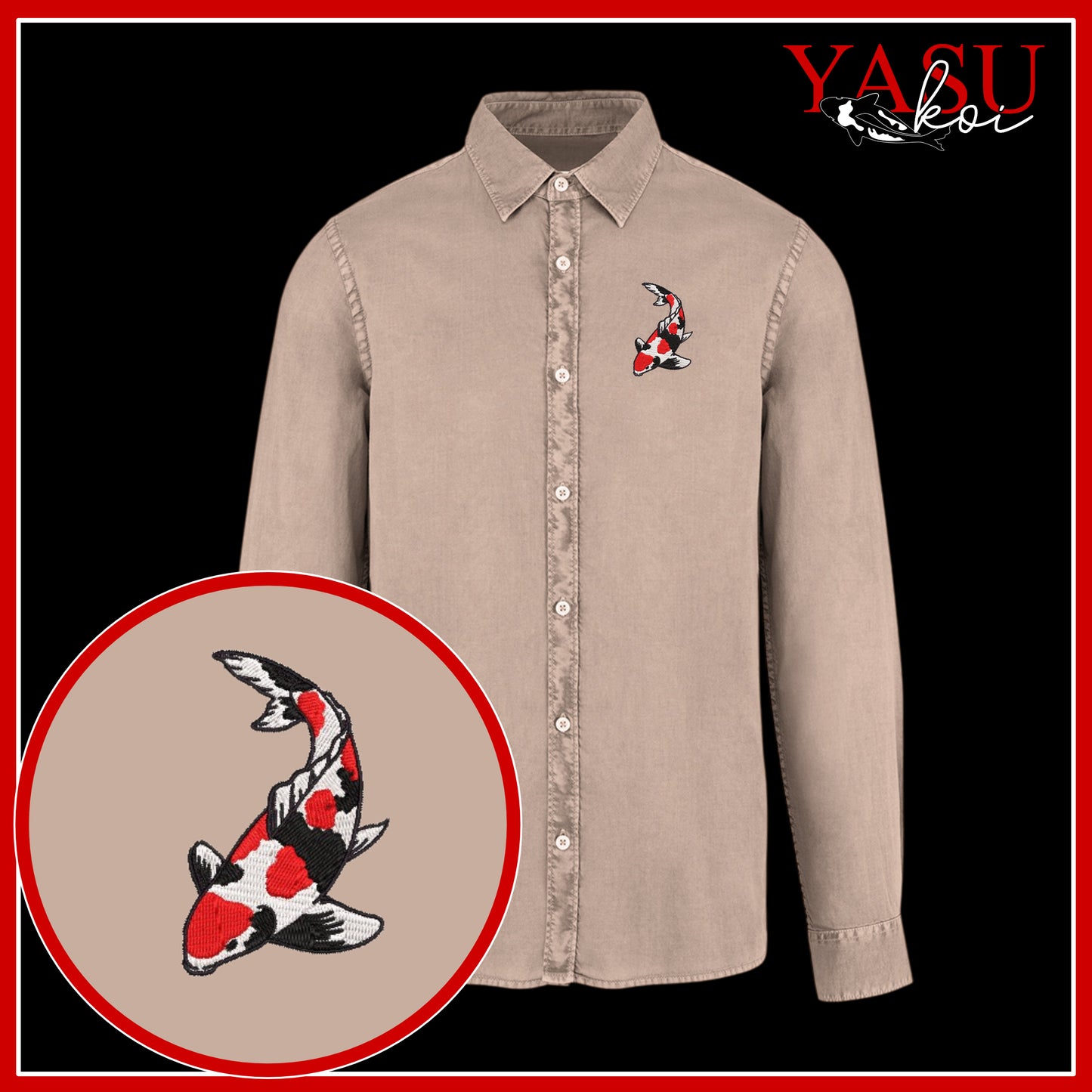 Peaceful Koi Organic Long Sleeve Button Shirt
