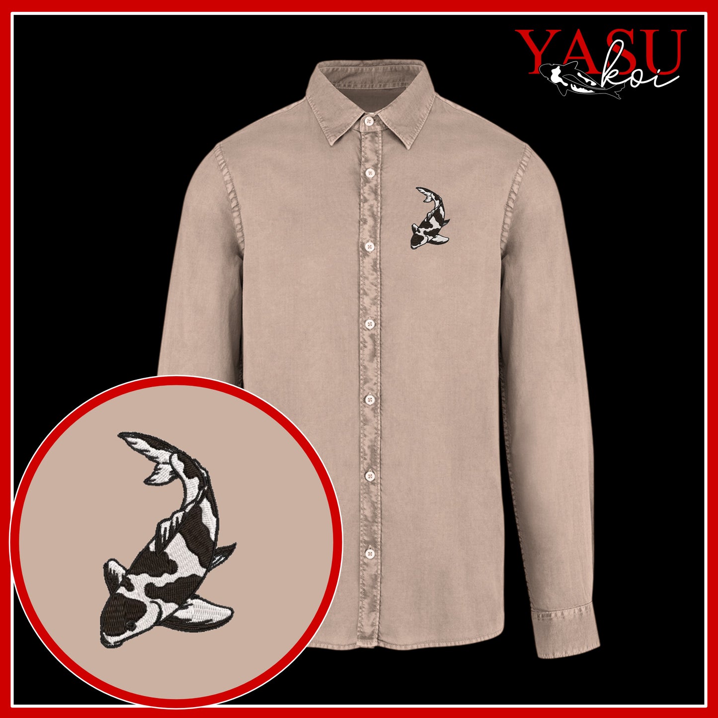 Peaceful Koi Organic Long Sleeve Button Shirt