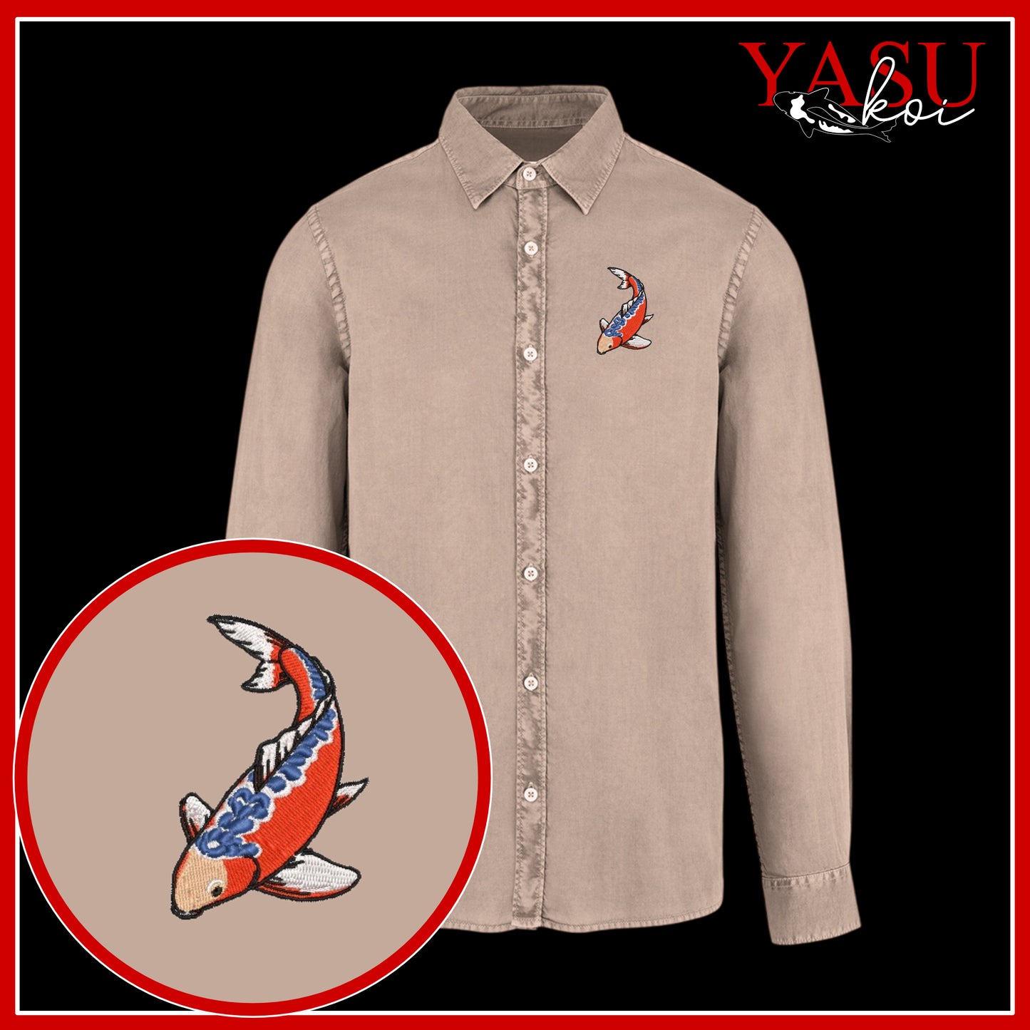 Peaceful Koi Organic Long Sleeve Button Shirt