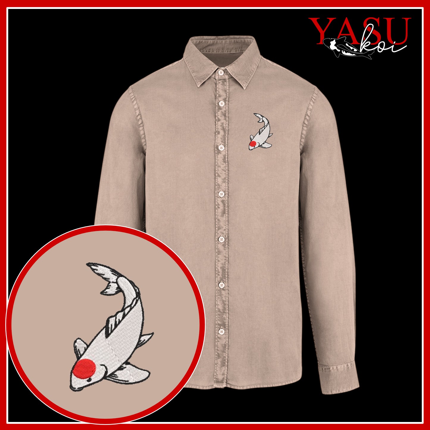Peaceful Koi Organic Long Sleeve Button Shirt