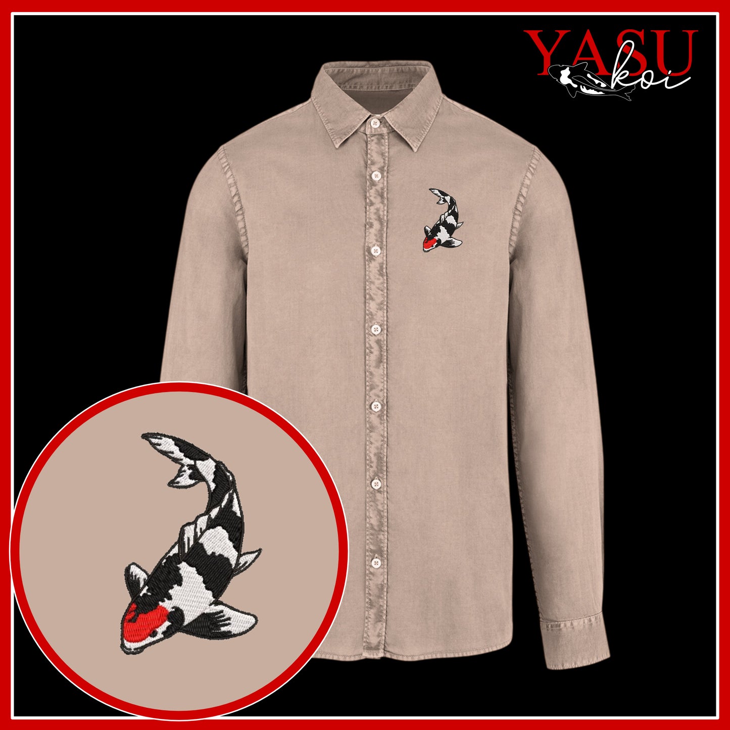 Peaceful Koi Organic Long Sleeve Button Shirt