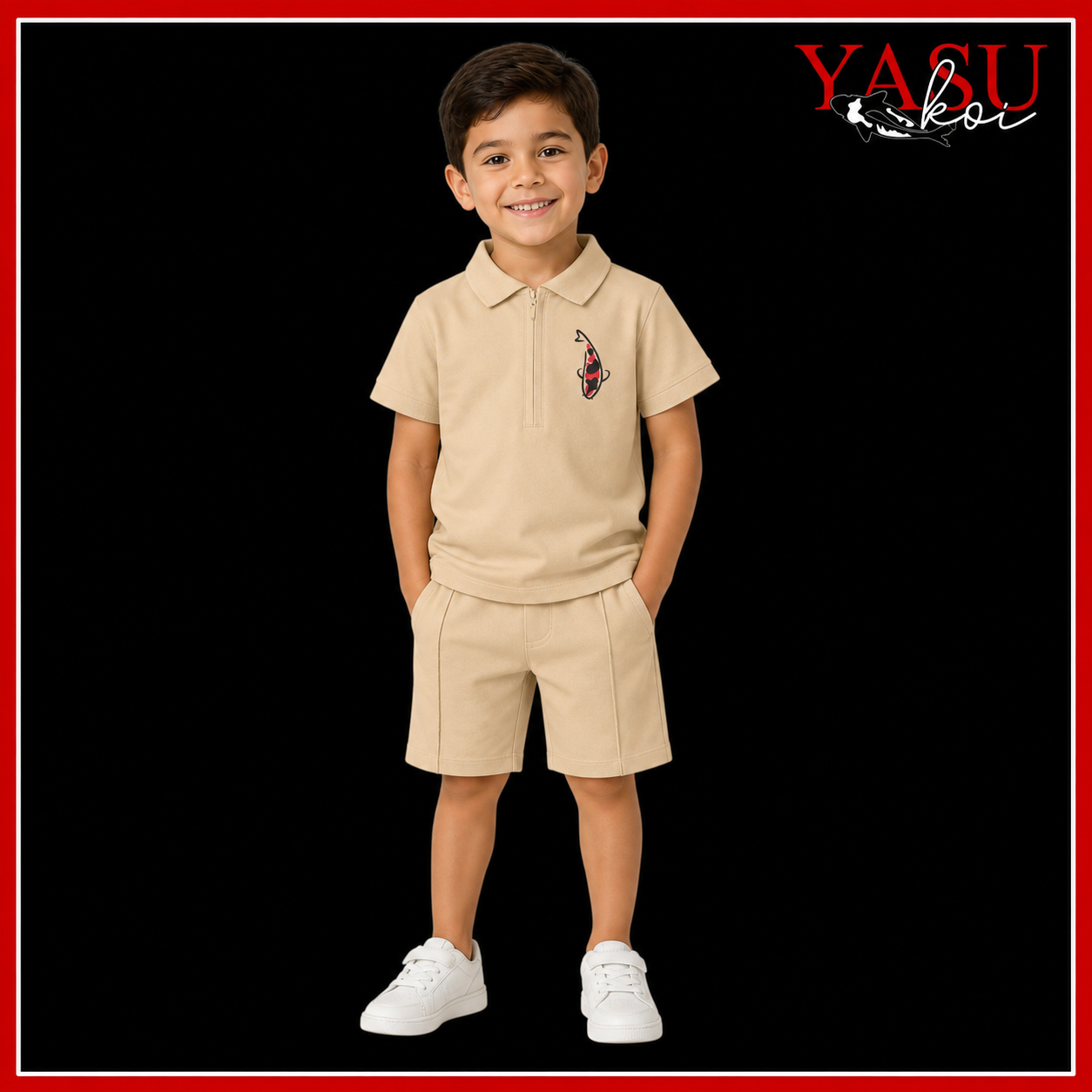Children's Zip Neck Polo & Shorts Set