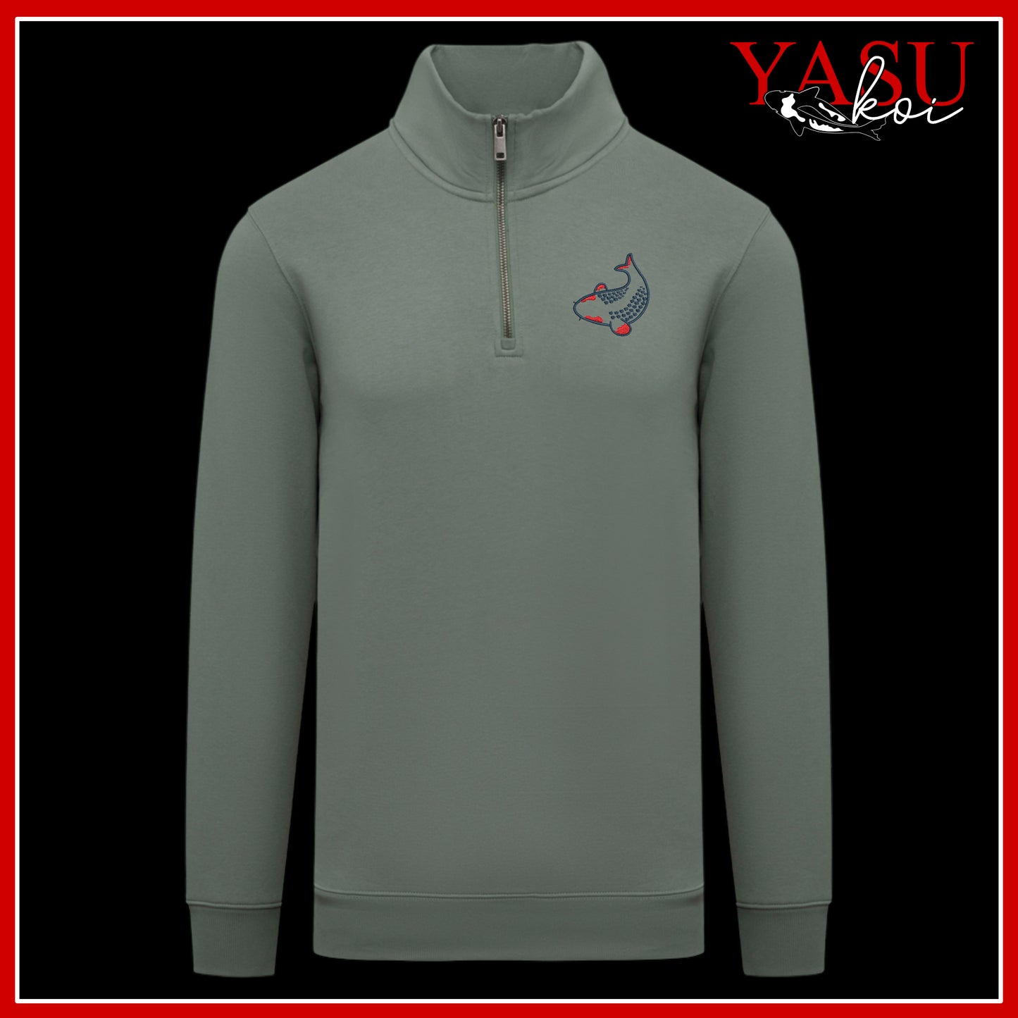 Embroidered Kawaii 1/4 Zip Sweatshirt