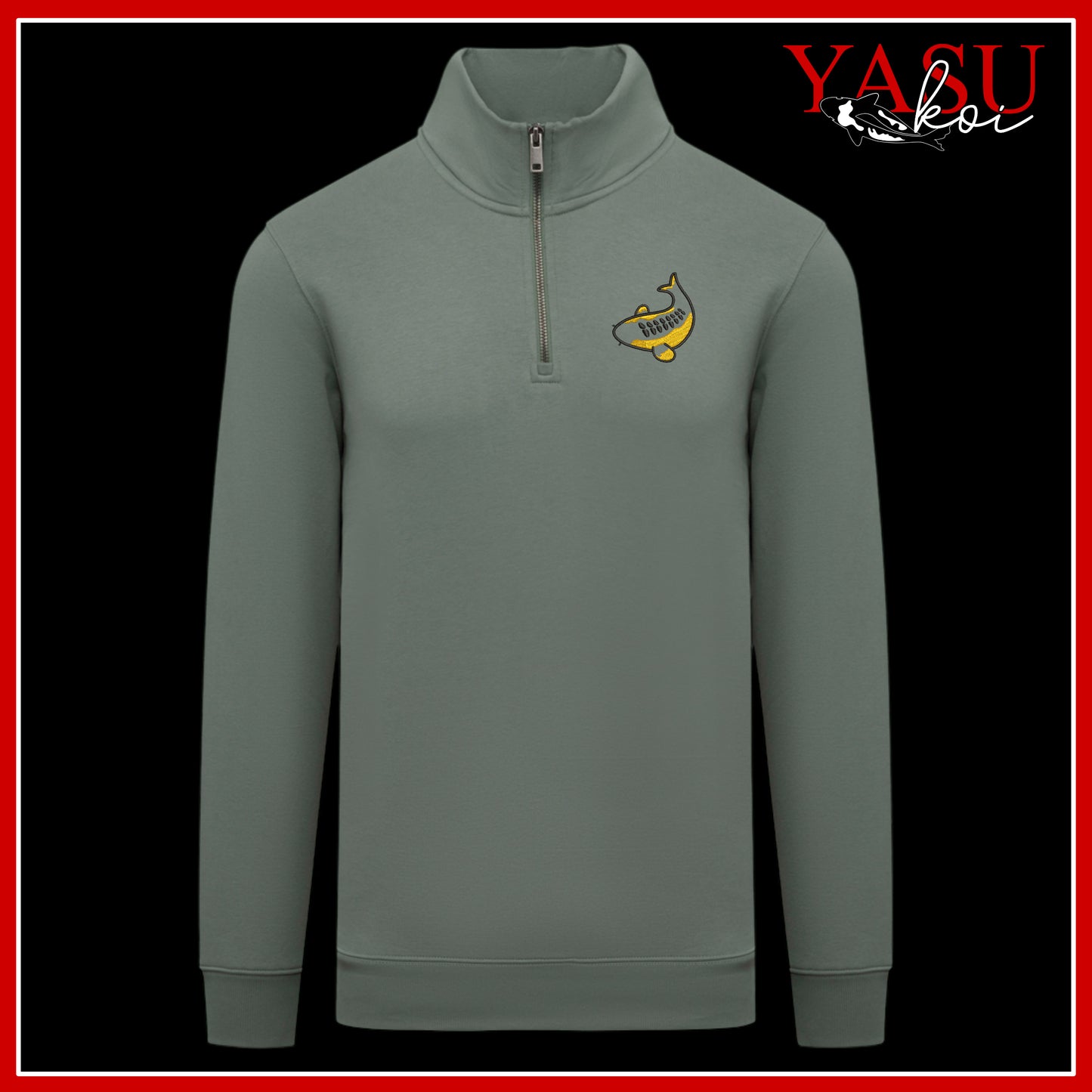 Embroidered Kawaii 1/4 Zip Sweatshirt